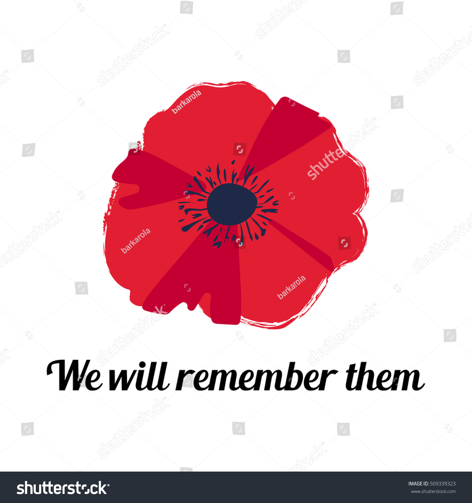 Vector Illustration Bright Poppy Flower Remembrance Stock Vector ...