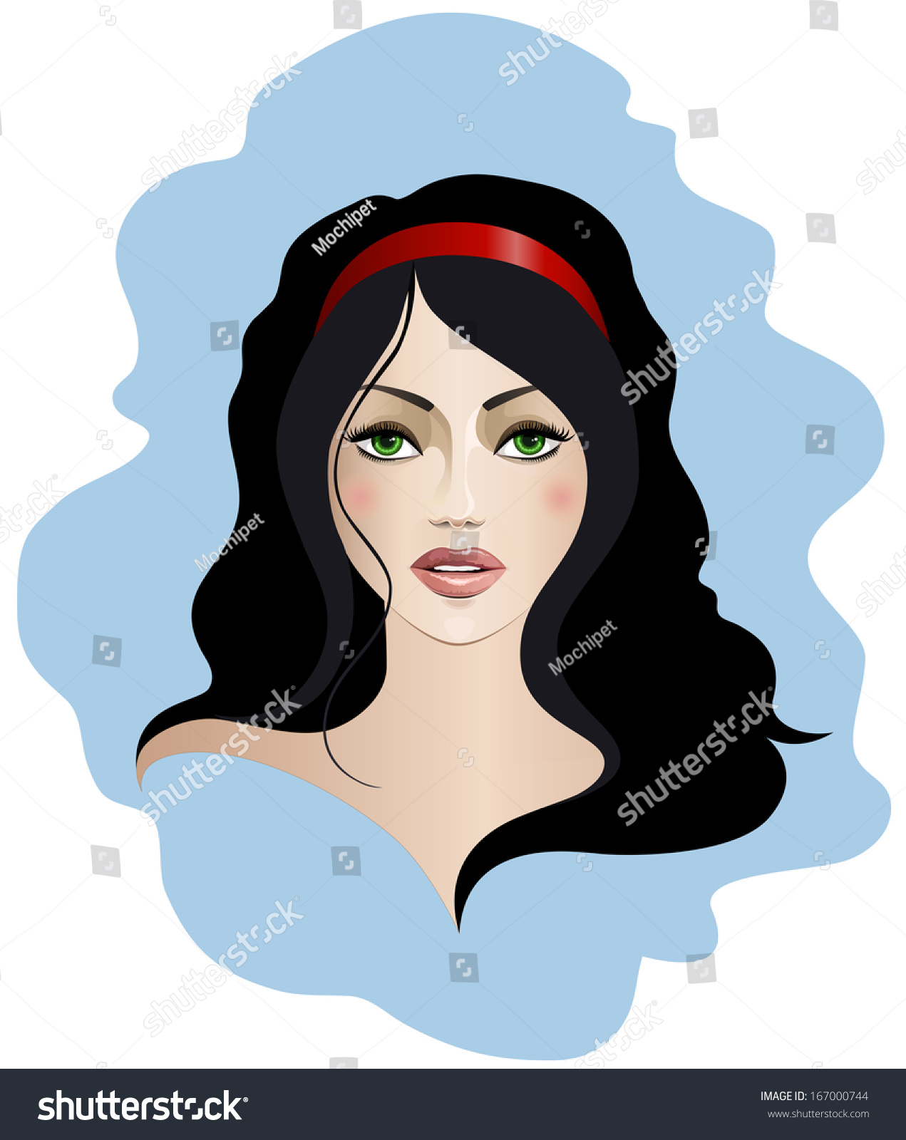 Vector Illustration Brunette Green Eyes See Stock Vector Royalty