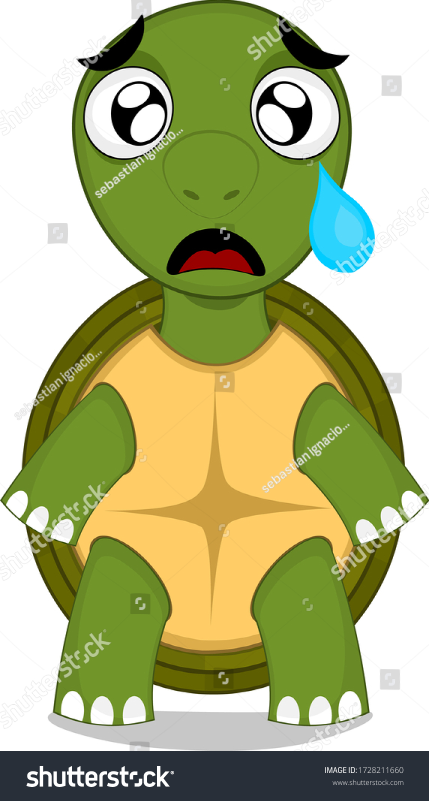 Vector Illustration Cartoon Turtle Scared Expression Stock Vector ...