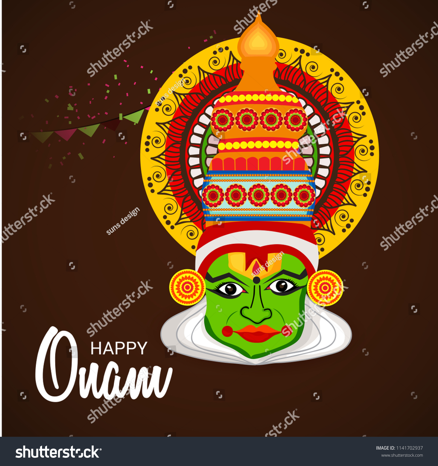 Vector Illustration Celebration Background Happy Onam Stock Vector ...