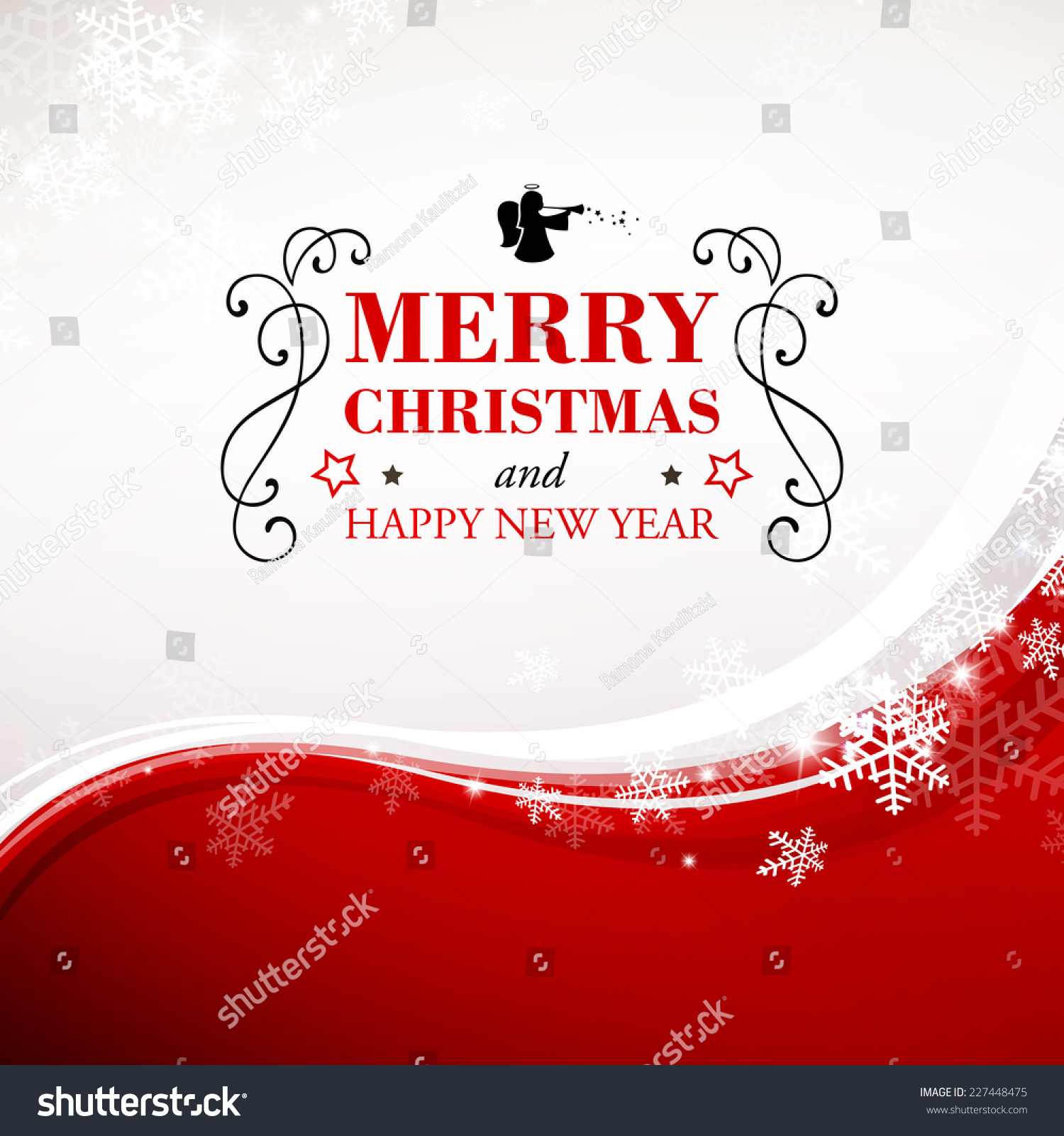 Vector Illustration Of A Christmas Greeting Card - 227448475 : Shutterstock