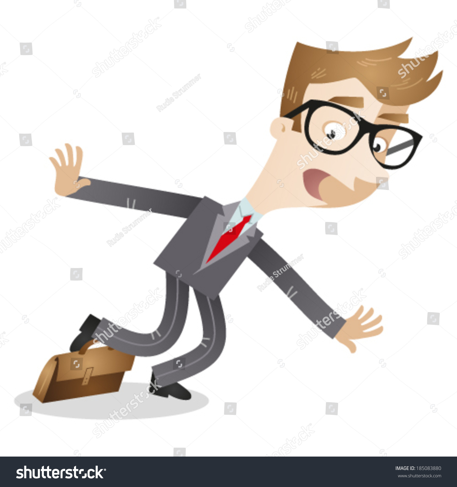 Vector Illustration Of A Clumsy Cartoon Businessman Stumbling Over His ...