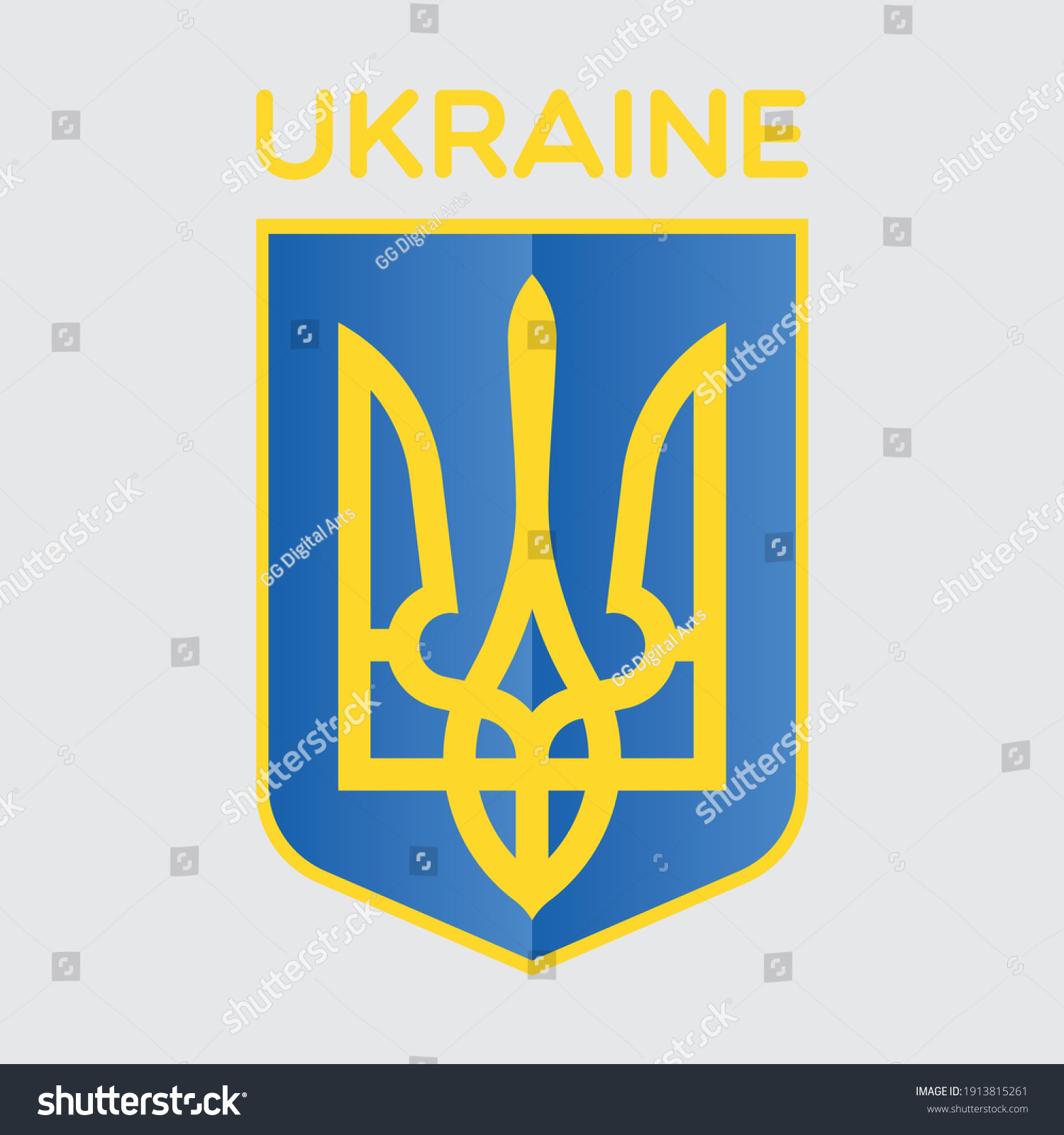 SVG of Vector illustration of a coat of arms of Ukraine, a country in Eastern Europe. Color drawing of a state's emblem. svg