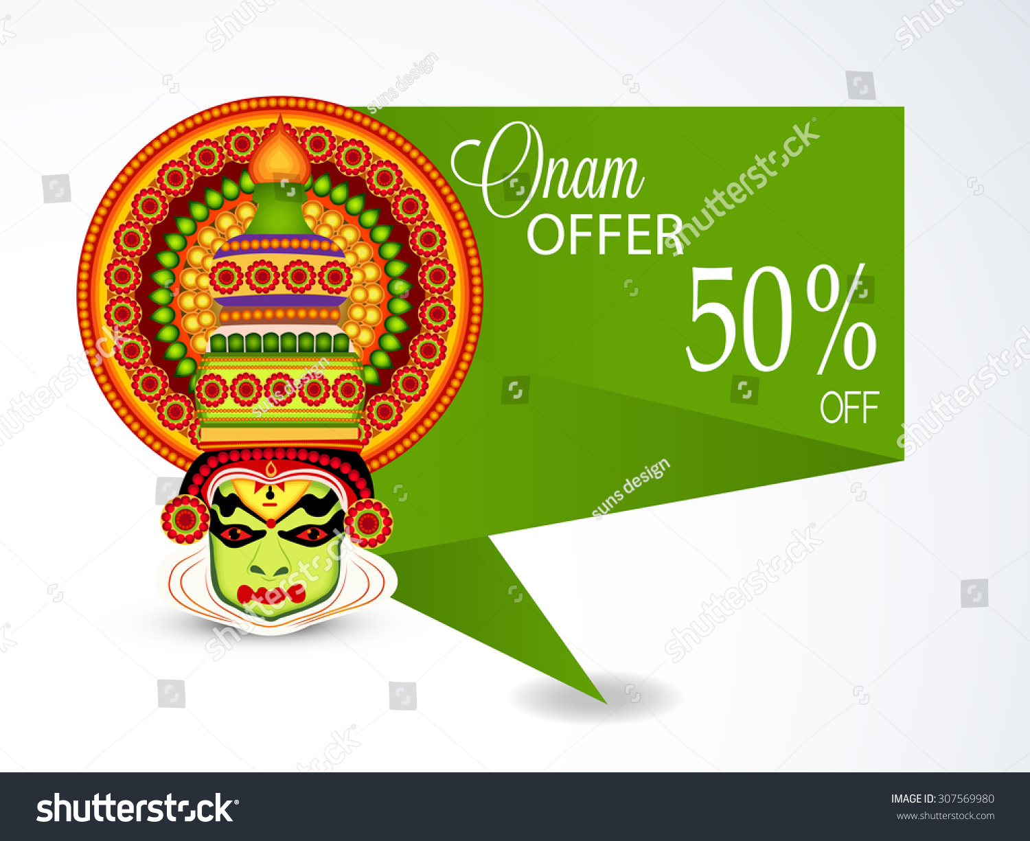 Vector Illustration Colourful Kathakali Face Heavy Stock Vector Royalty Free 307569980 8347