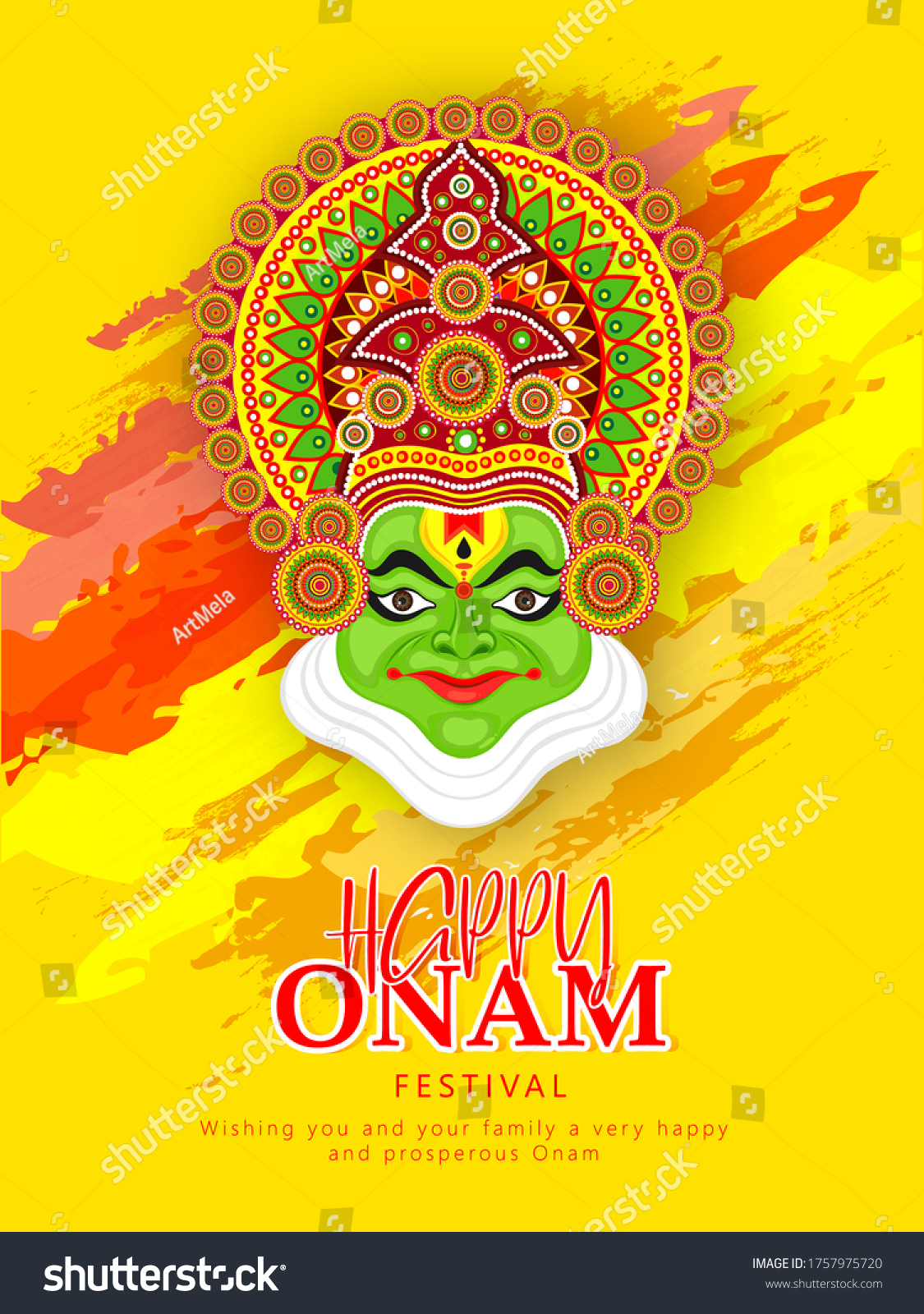 Vector Illustration Colourful Kathakali Face Heavy Stock Vector Royalty Free 1757975720 6894