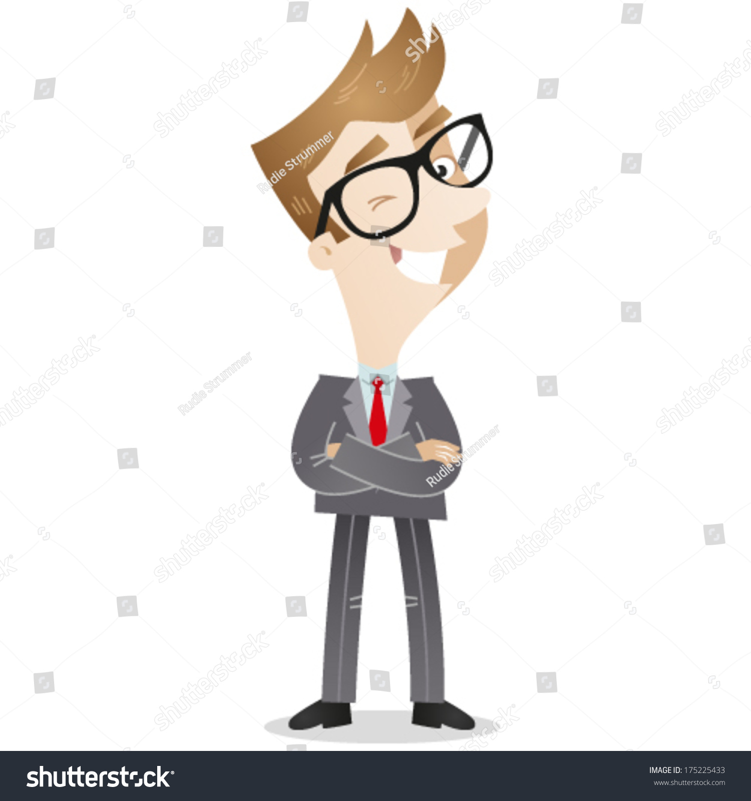 Vector Illustration Confident Cartoon Businessman Standing Stock Vector