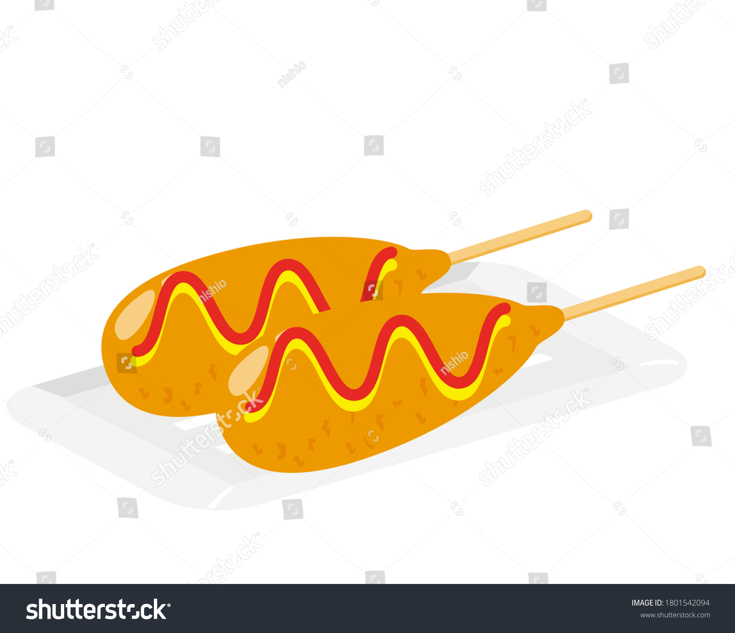 Vector Illustration Corn Dog Mustard Ketchup Stock Vector (Royalty Free ...