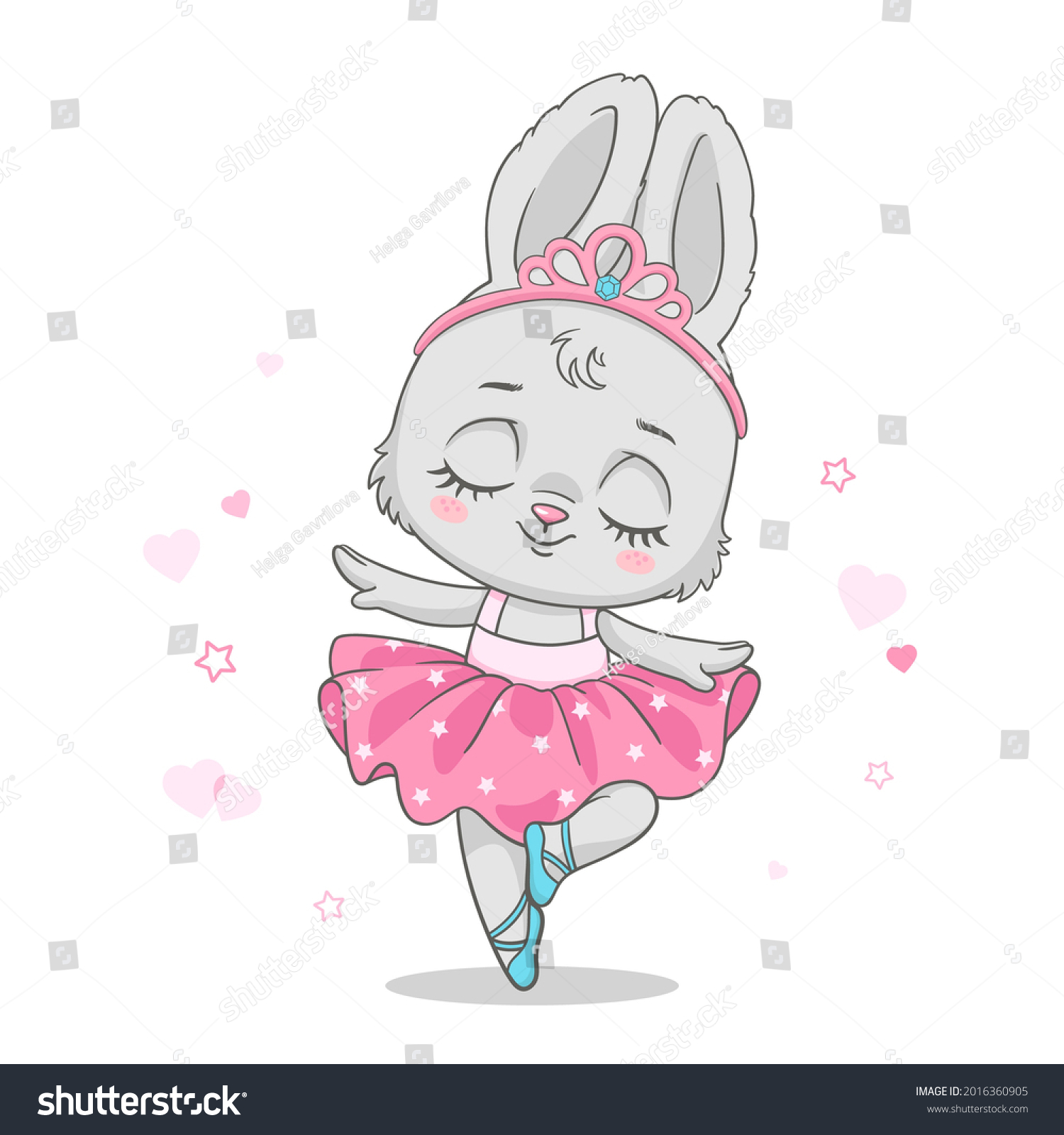 Vector Illustration Cute Baby Bunny Ballerina Stock Vector (Royalty ...