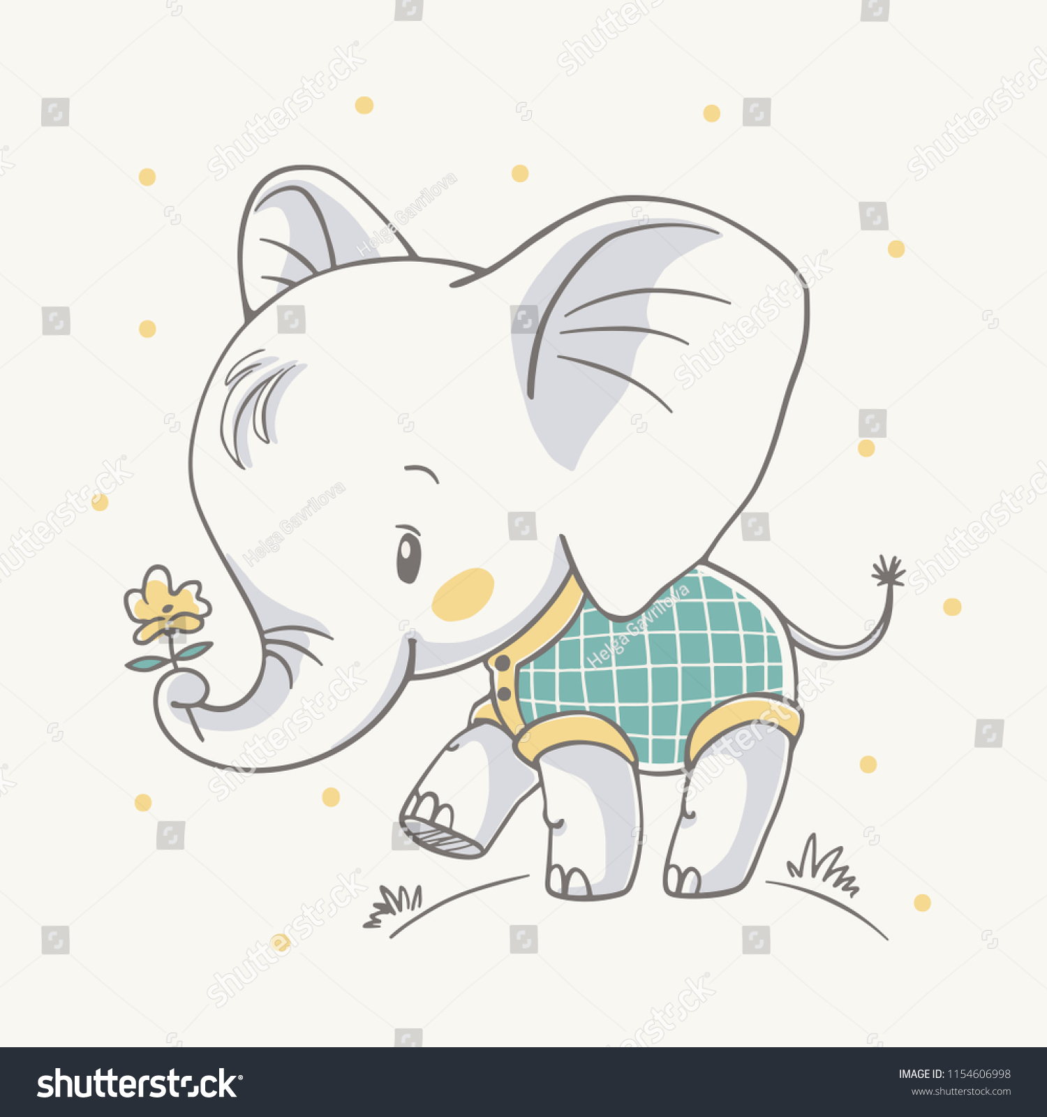 Vector Illustration Cute Baby Elephant Holding Stock Vector Royalty Free