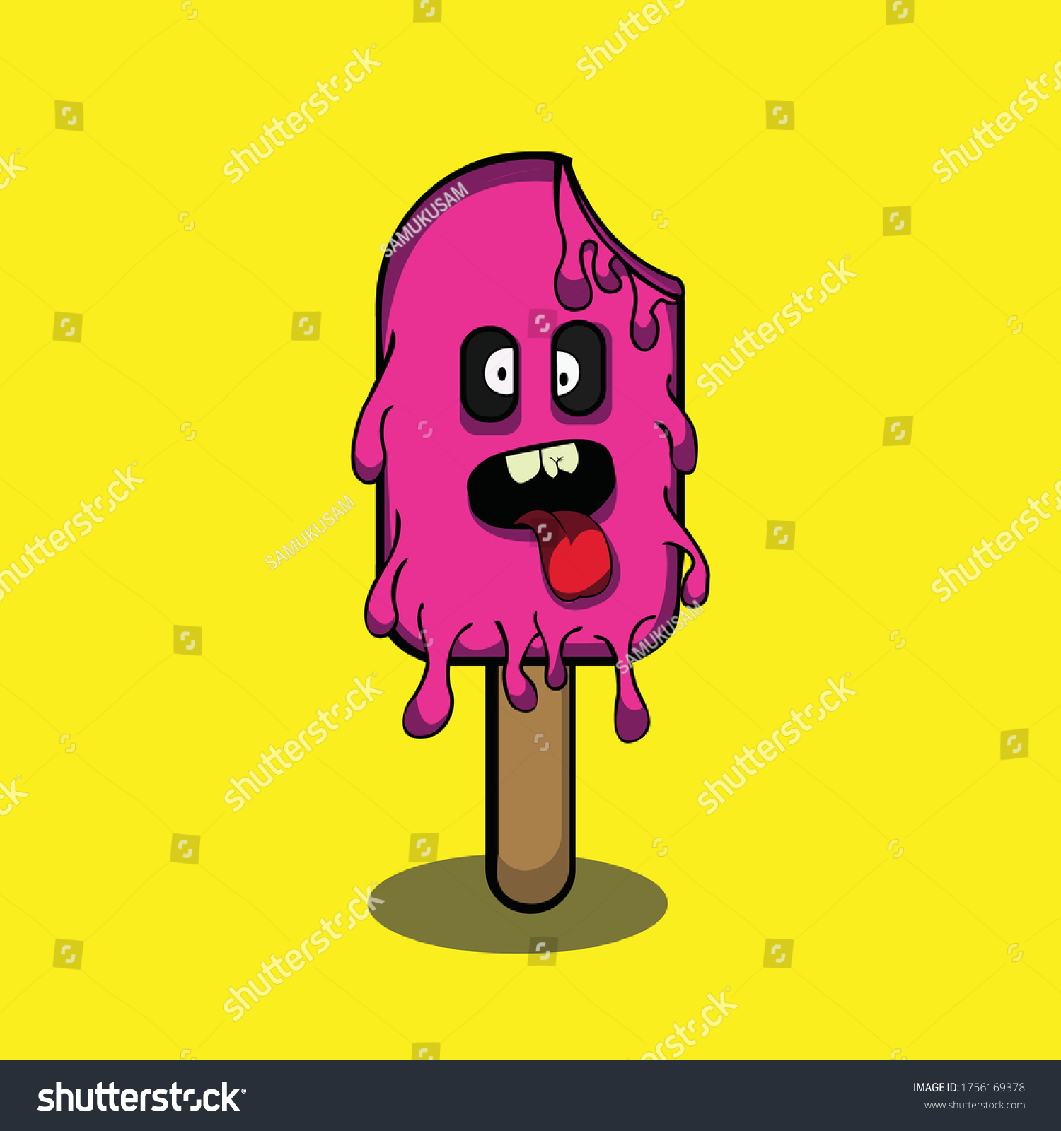 Vector Illustration Cute Ice Cream Monster Stock Vector (Royalty Free ...