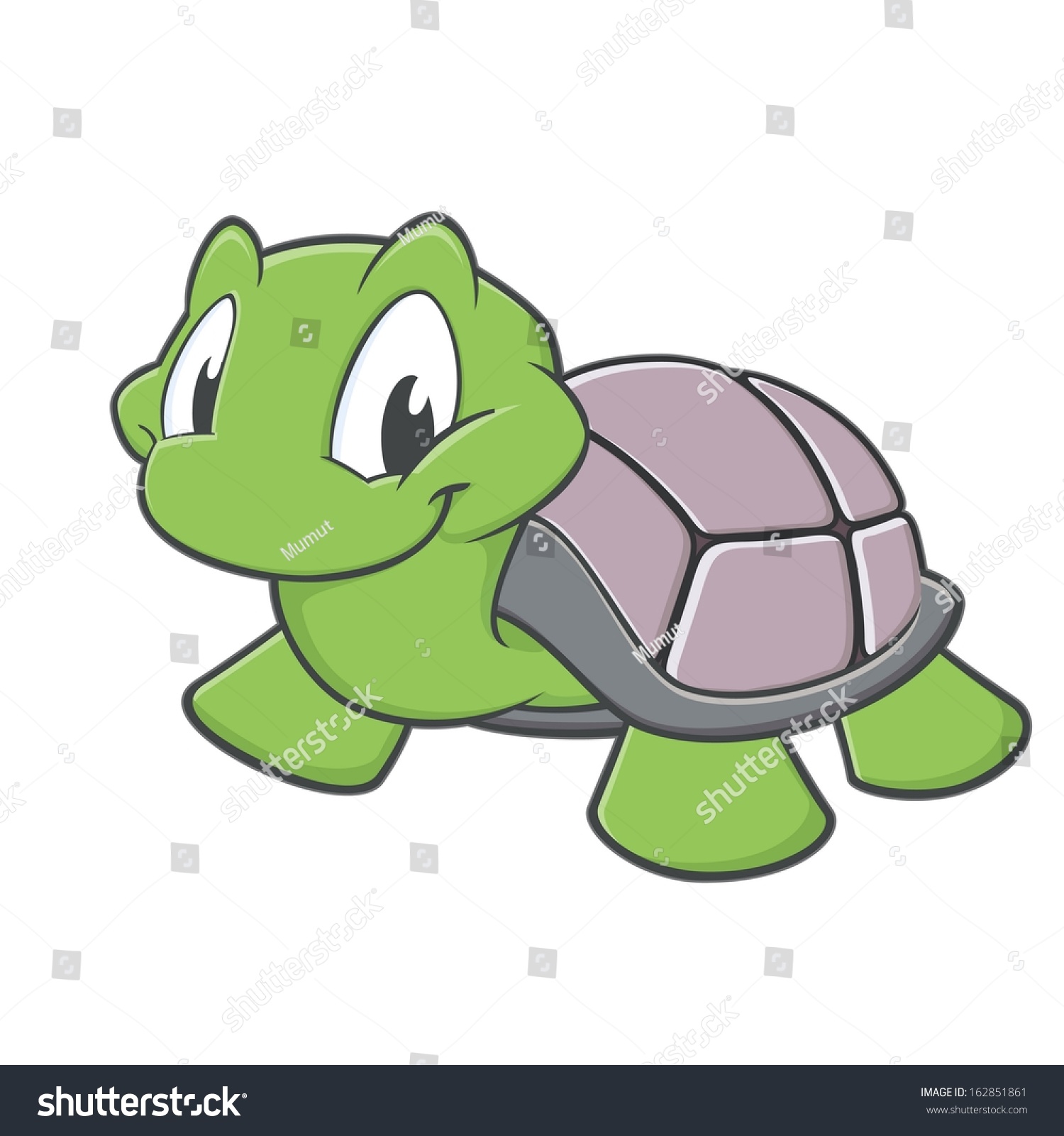 Vector Illustration Of A Cutely Smiling Cartoon Turtle - 162851861 ...