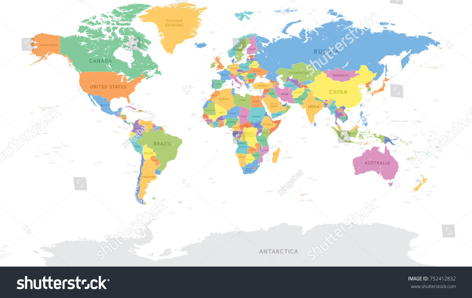 Vector Illustration Detailed Political World Map Stock Vector (Royalty ...