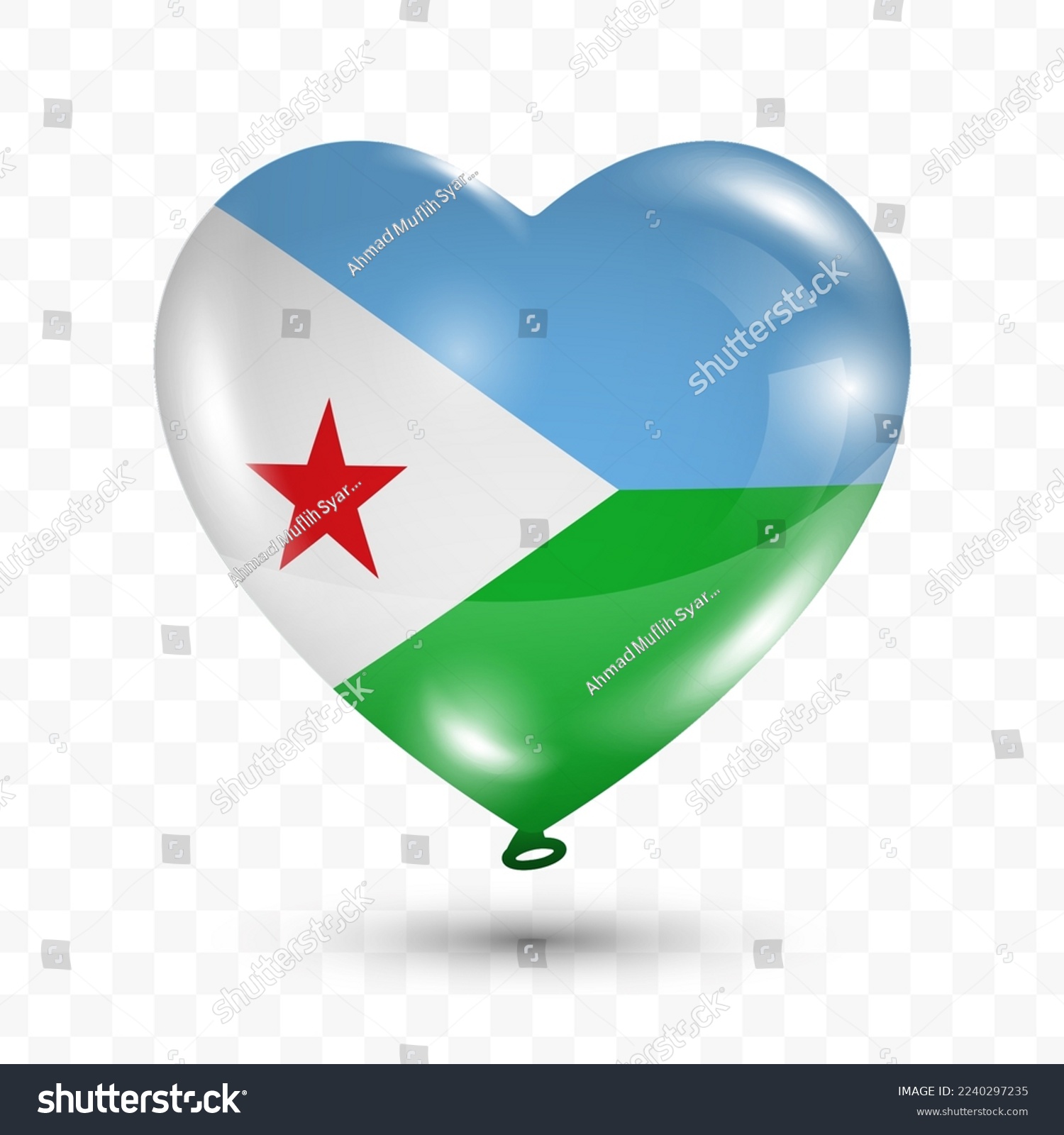 SVG of Vector illustration of a DJibouti country love balloon on transparent background (PNG). Flying love balloons for Independence Day celebration. svg