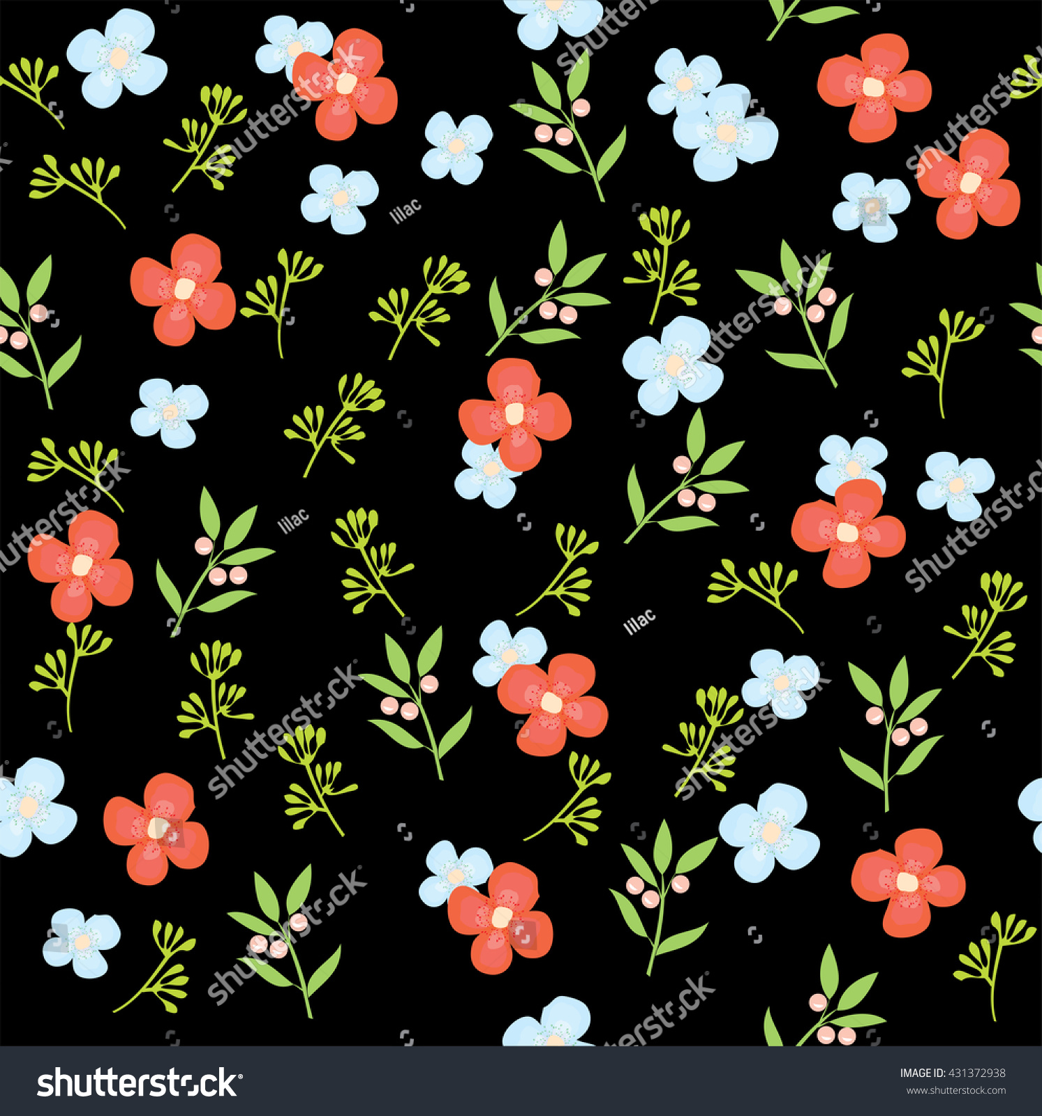 Vector Illustration Floral Seamless Background Stock Vector 431372938 ...