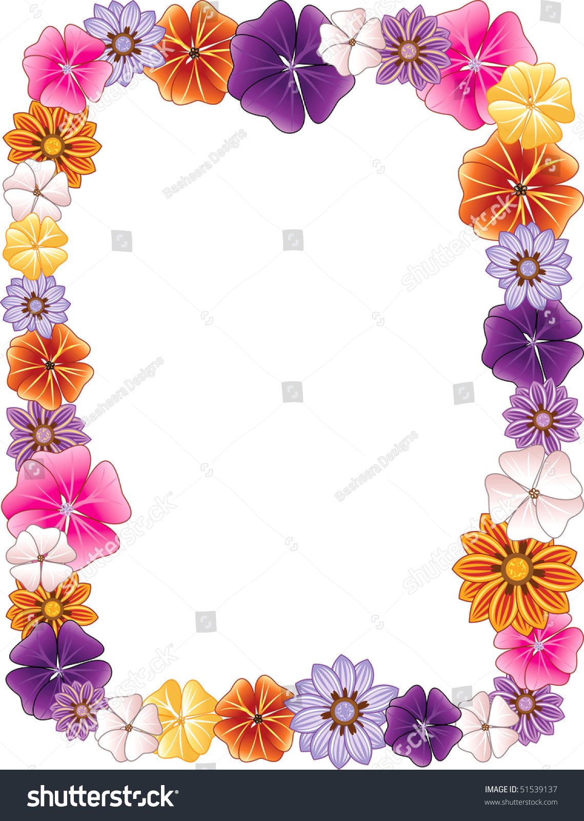 Vector Illustration Flower Border Stock Vector 51539137 - Shutterstock