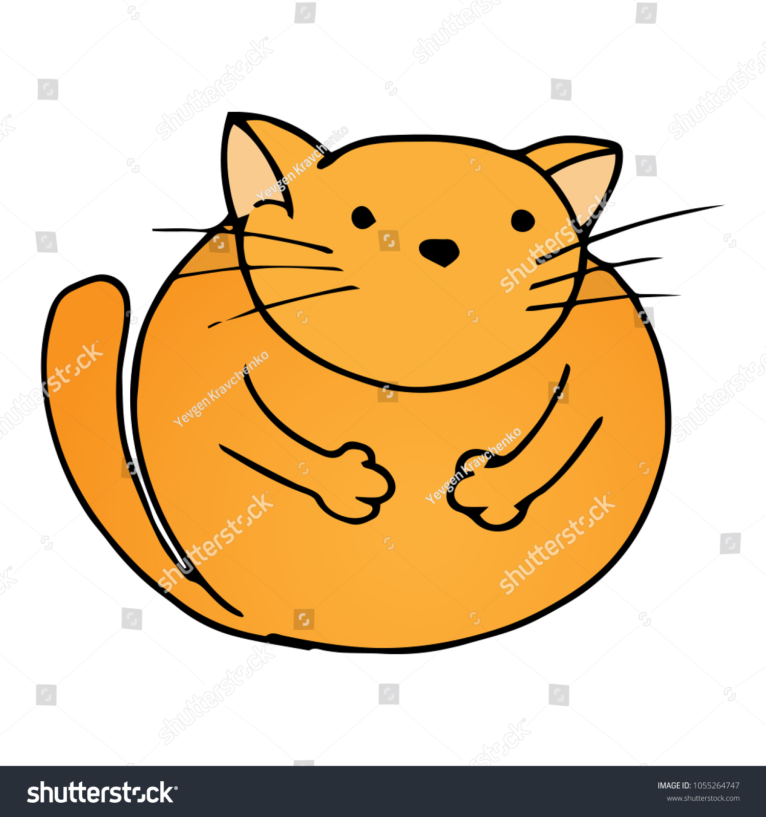 Vector Illustration Funny Fat Cat Cartoon Stock Vector (Royalty Free ...