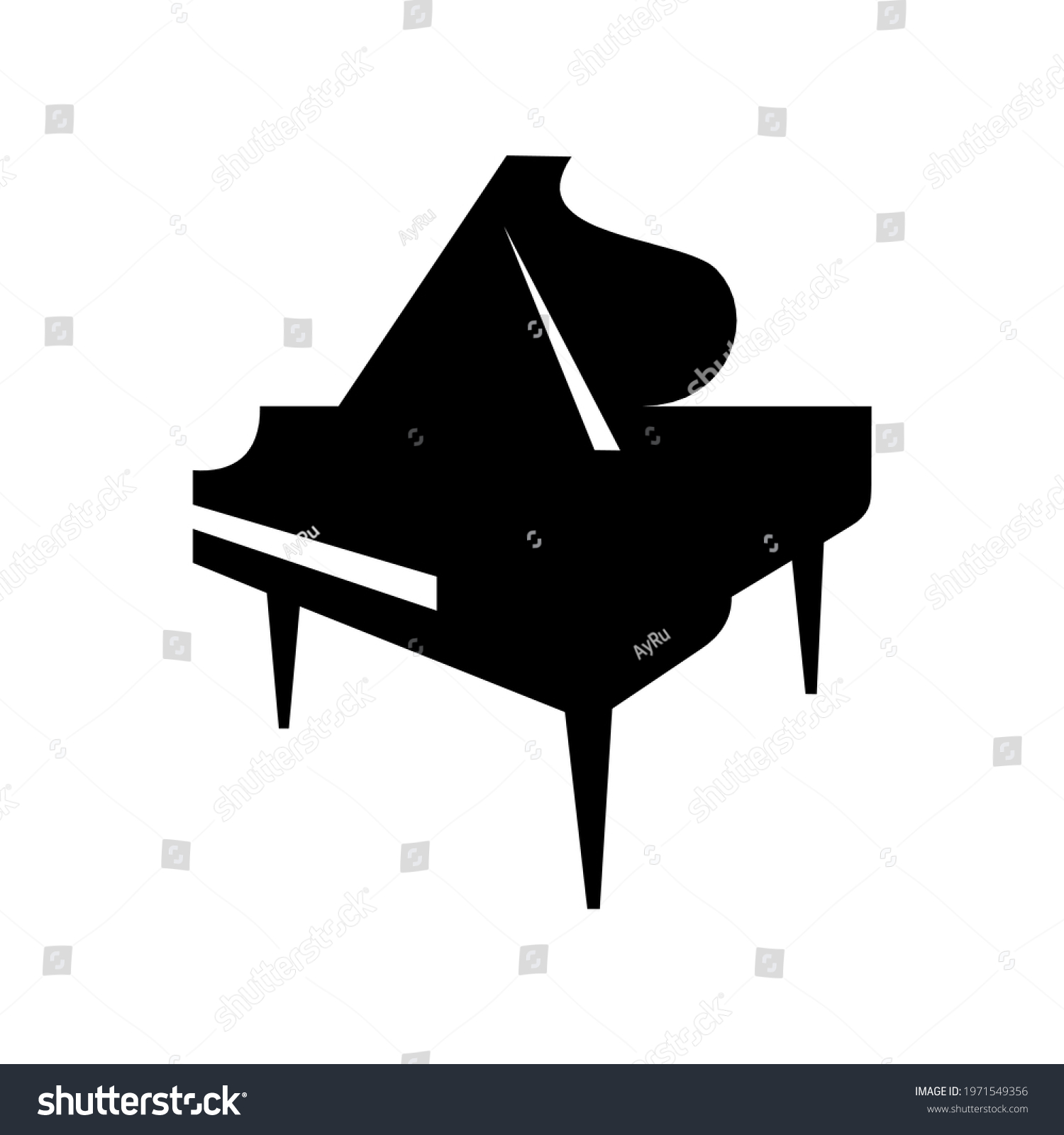 Vector Illustration Grand Piano Cartoon Style Stock Vector (Royalty ...