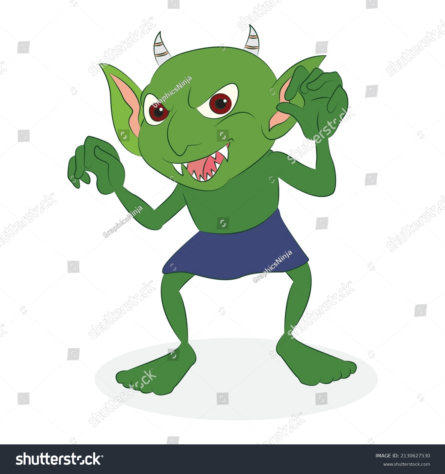 Vector Illustration Green Goblin Horn Stock Vector (Royalty Free ...