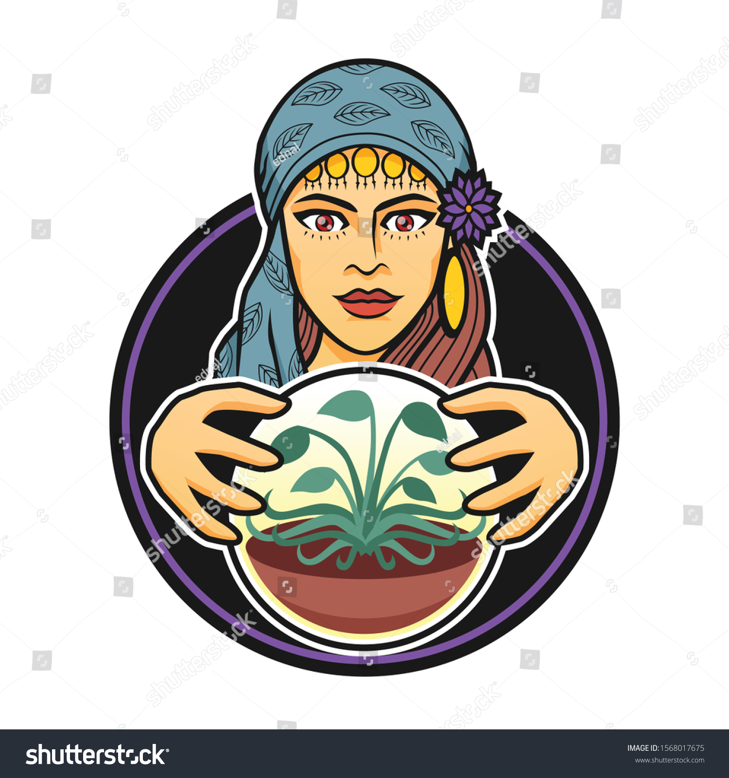 Vector Illustration Gypsy Woman Stock Vector Royalty Free 1568017675