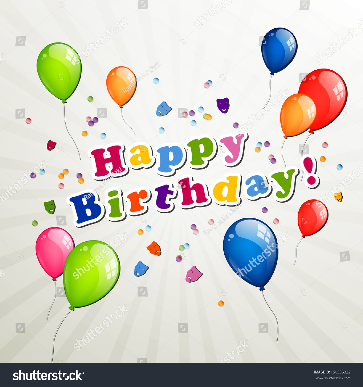 Vector Illustration Of A Happy Birthday Greeting Card - 150535322 ...