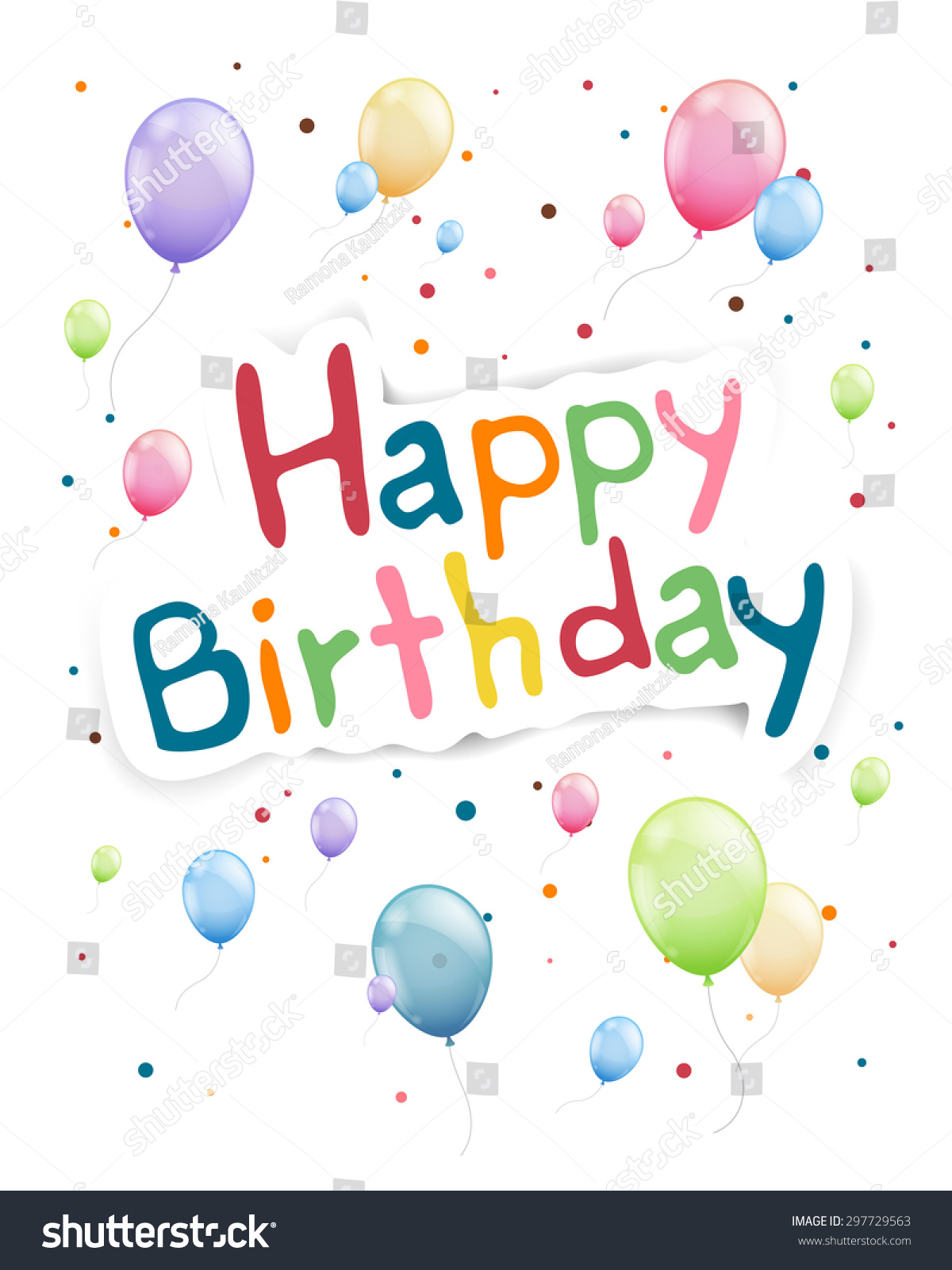 Vector Illustration Of A Happy Birthday Greeting Card - 297729563 