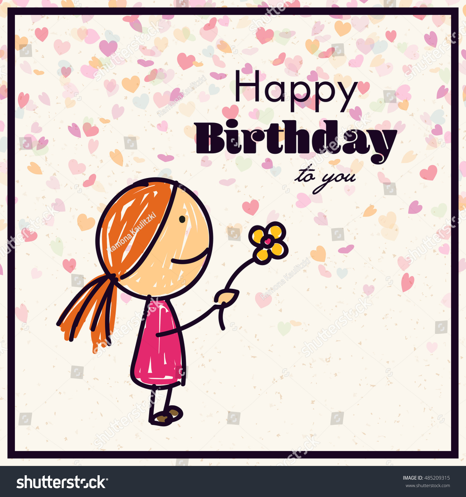 Vector Illustration Of A Happy Birthday Greeting Card - 485209315 ...