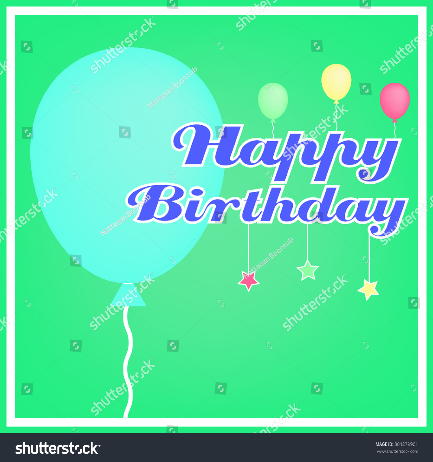 Vector Illustration Happy Birthday Greeting Card Stock Vector 304279961 ...