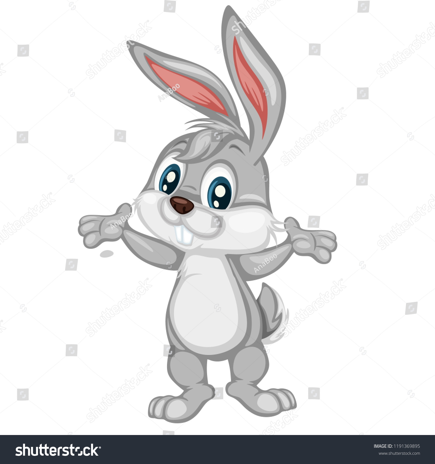 Vector Illustration Happy Rabbit Cute Cartoon Stock Vector (Royalty ...