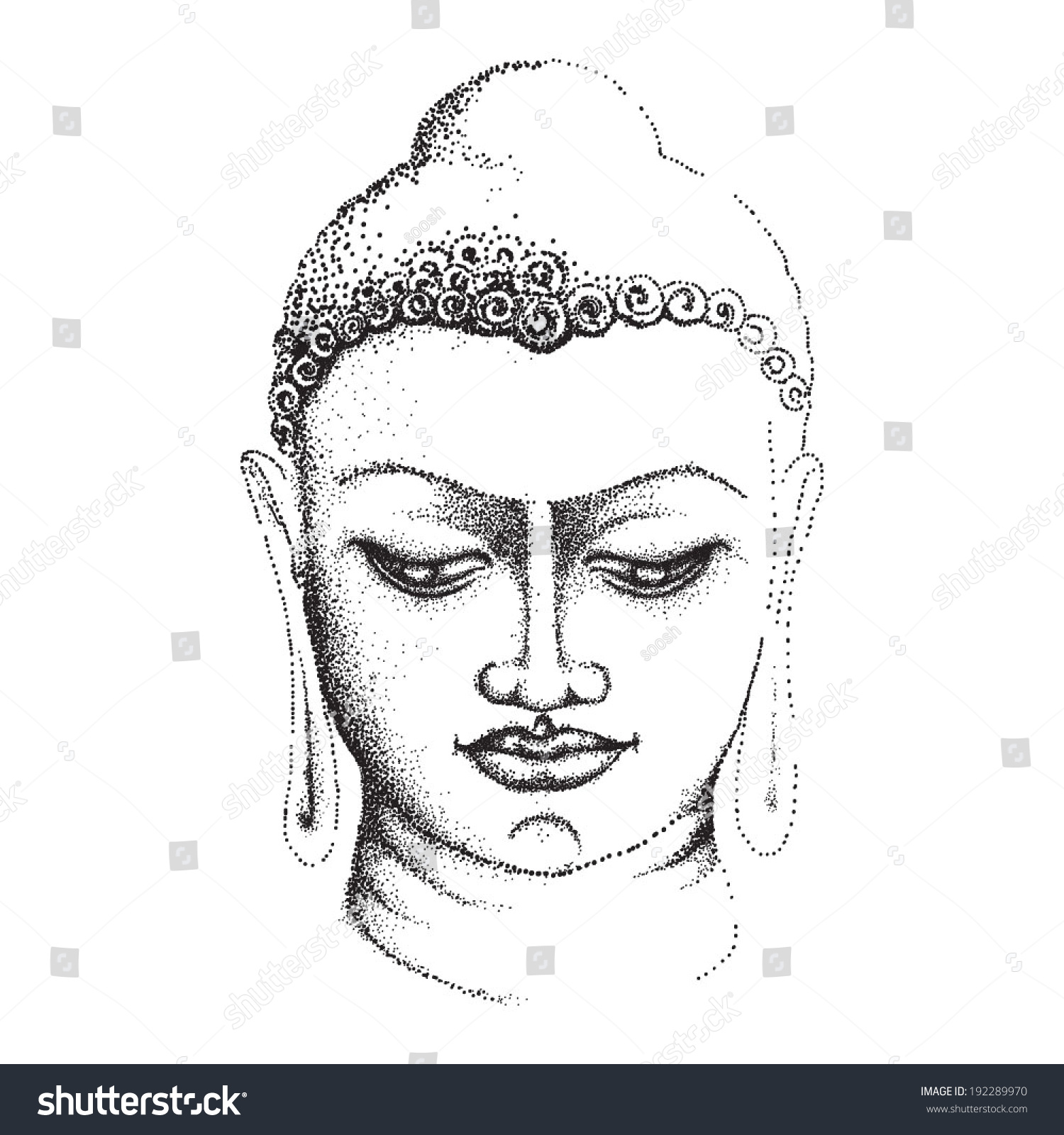 Vector Illustration Head Buddha Isolated On Stock Vector 192289970 ...