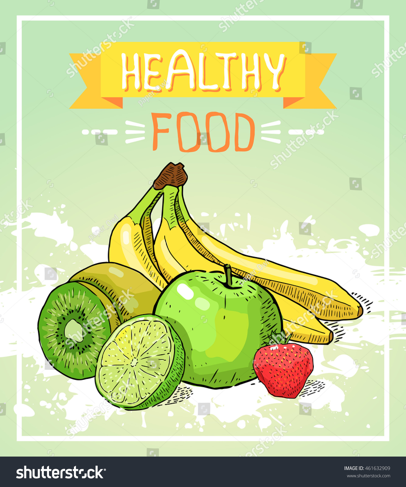 Vector Illustration Healthy Food Poster Isolated Stock Vector Royalty Free 461632909