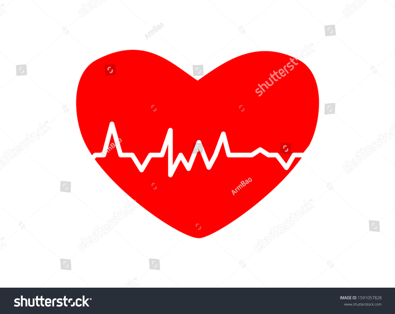 Vector Illustration Heart Health Check Heartbeat Stock Vector (Royalty ...