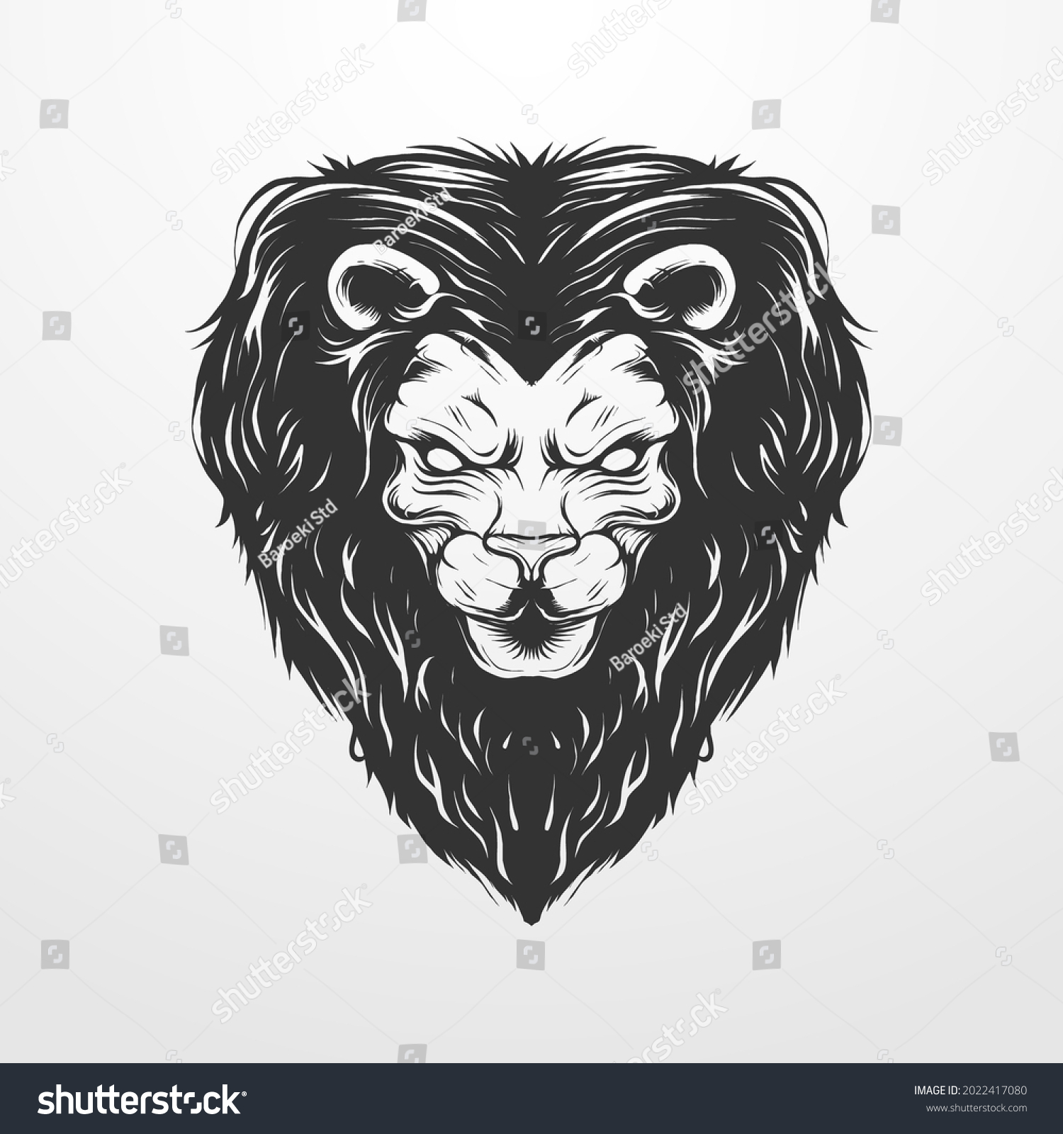 Vector Illustration Lions Head Circle Ornament Stock Vector (Royalty ...