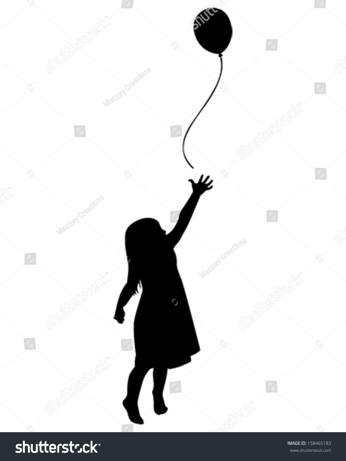 Vector Illustration Of A Little Girl Reaching For A Balloon - 158465183 ...
