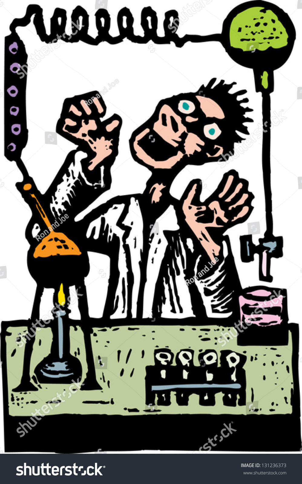 Vector Illustration Of A Mad Scientist - 131236373 : Shutterstock