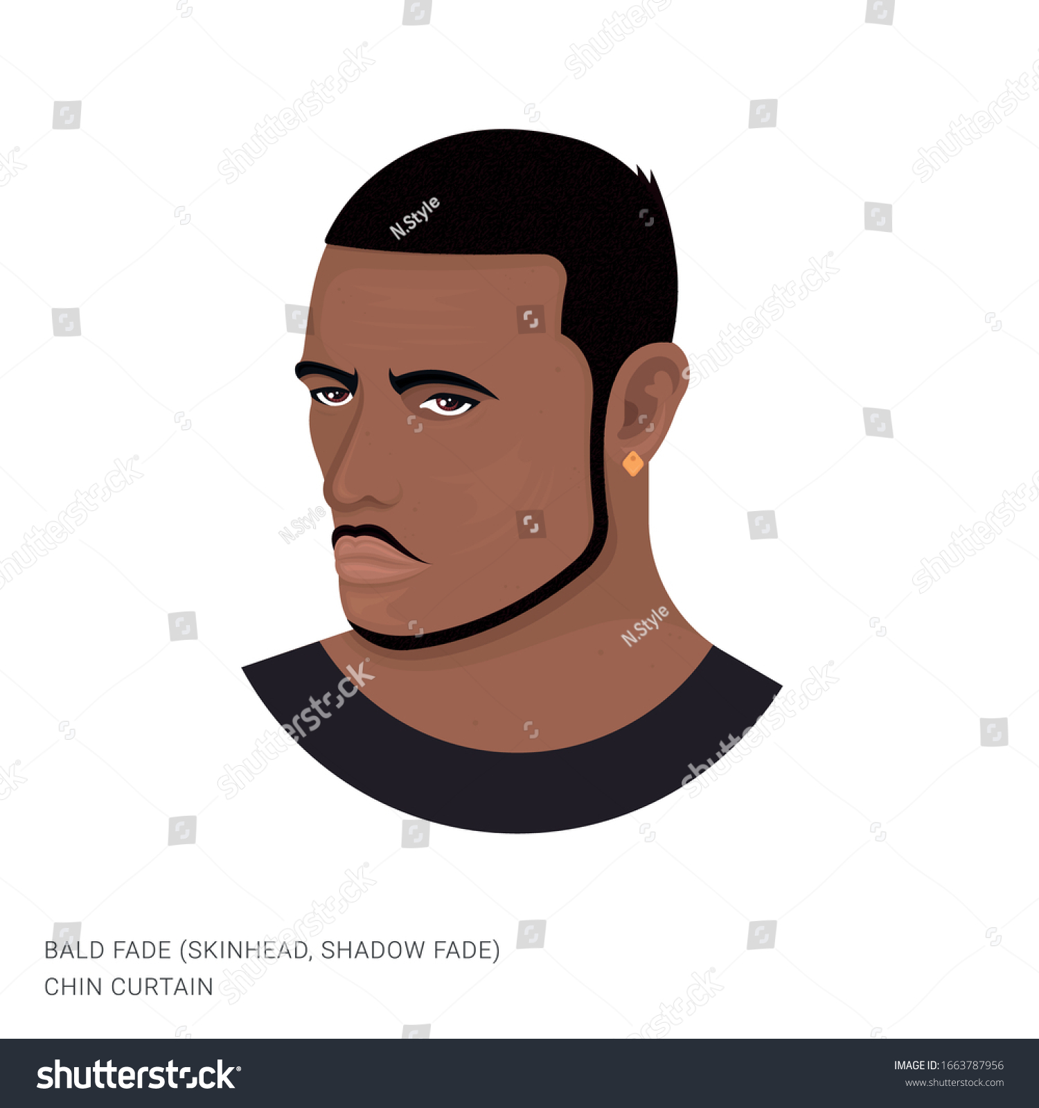 Vector Illustration Man Bald Fade Chin Stock Vector Royalty Free 1663787956