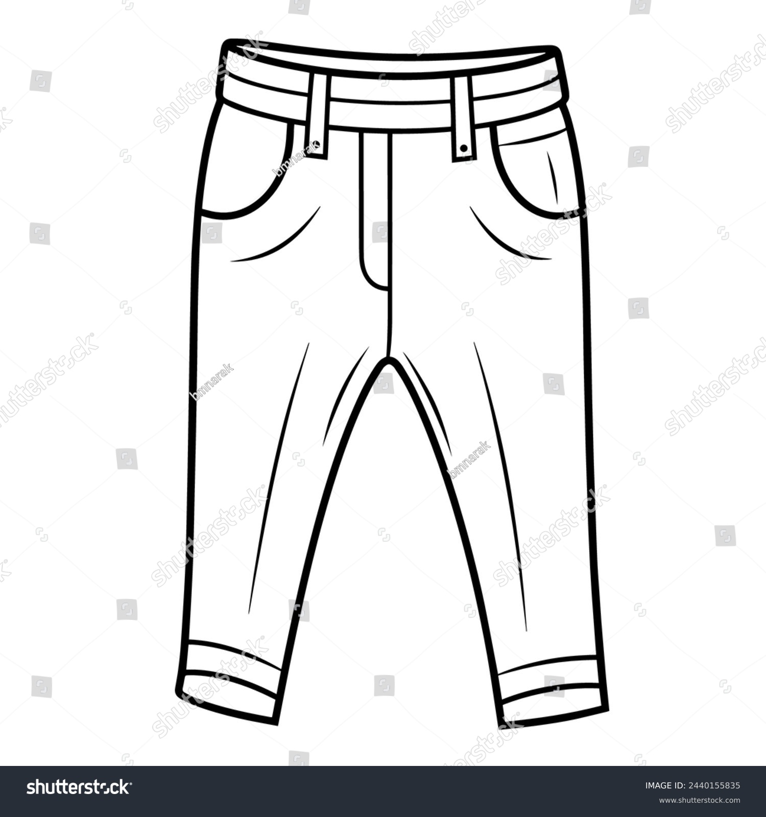 recommend clip art: Vector illustration of a minimalist pants outline icon, ideal for apparel.