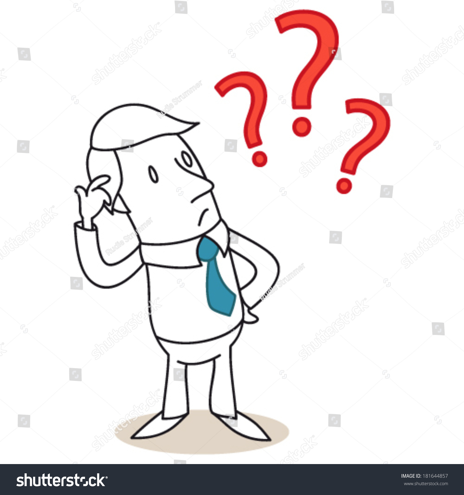 Vector Illustration Monochrome Cartoon Character Clueless Stock Vector