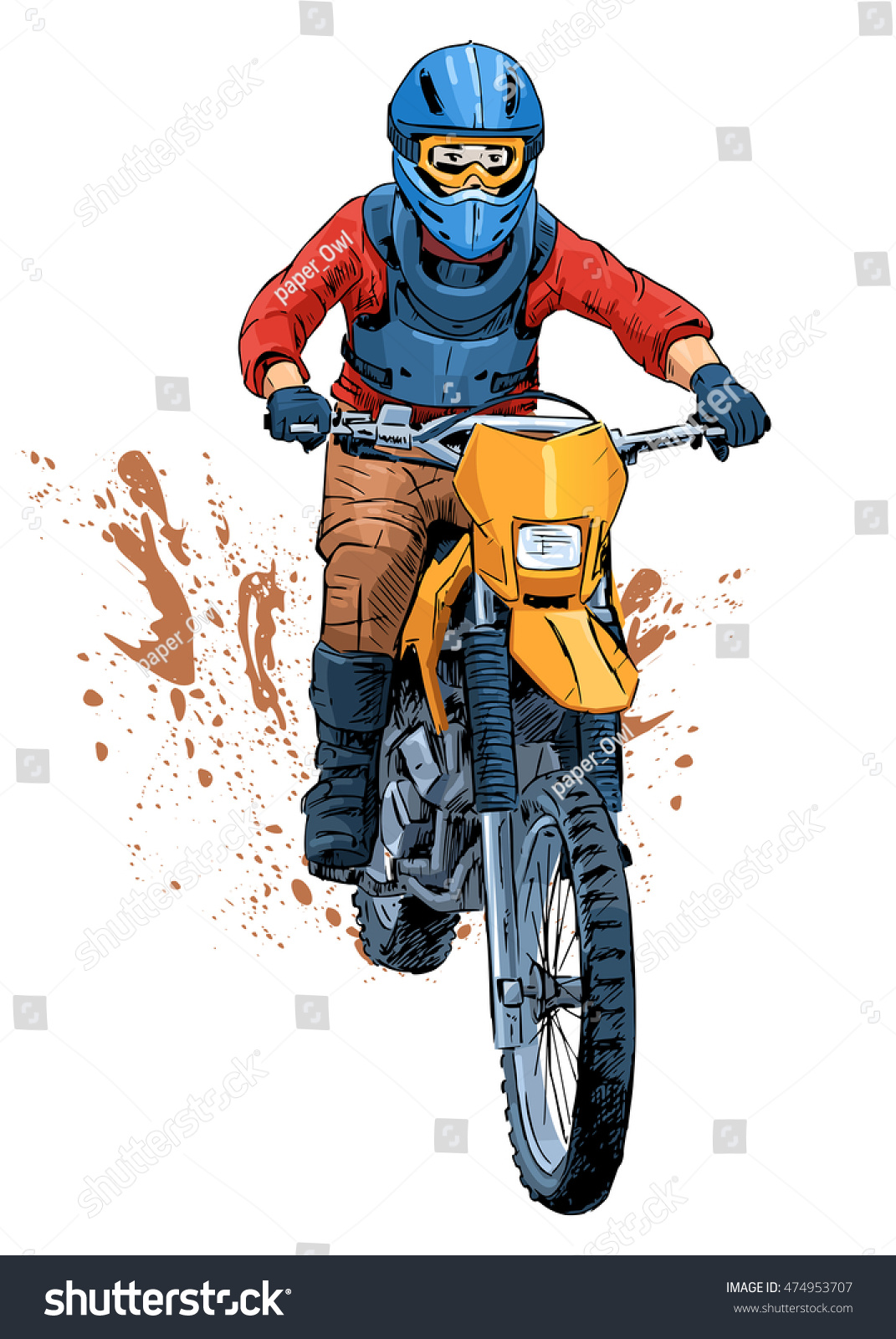 Vector Illustration Motorcyclist Riding Dirt Bike Stock Vector (Royalty ...