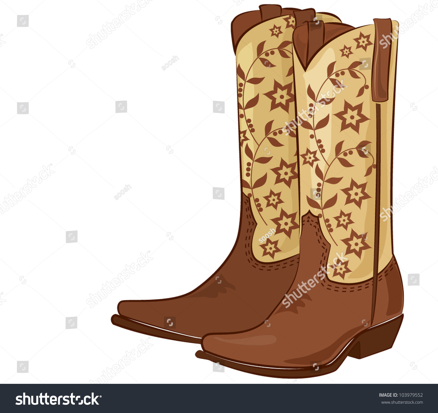 Vector Illustration Of A Pair Of Cowboy Boots - 103979552 : Shutterstock