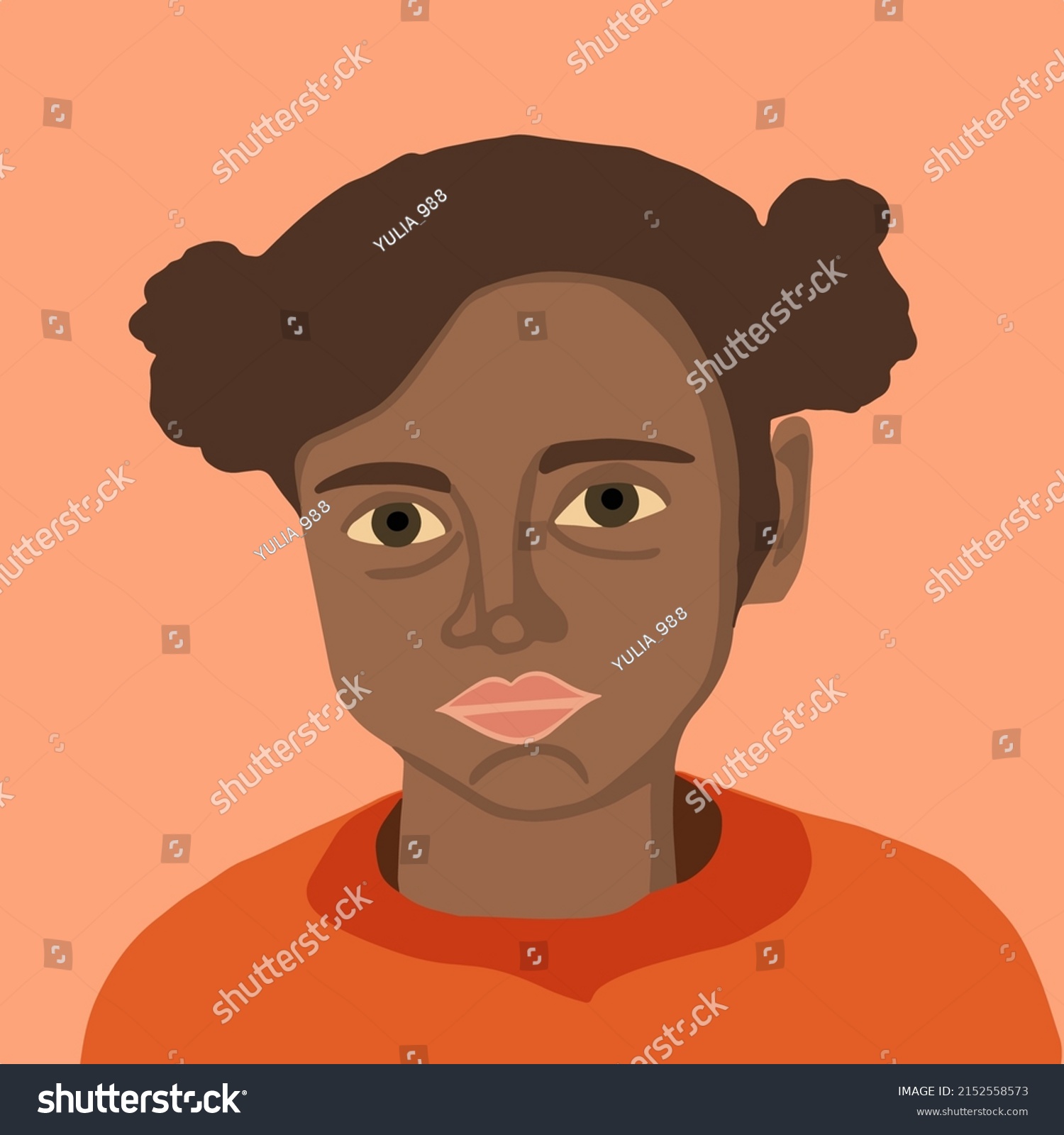 Vector Illustration Portrait Black Girl Stock Vector Royalty Free 2152558573 Shutterstock 5348