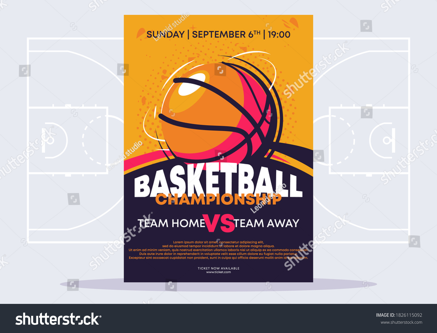 Vector Illustration Poster Template Basketball Tournament Stock Vector ...