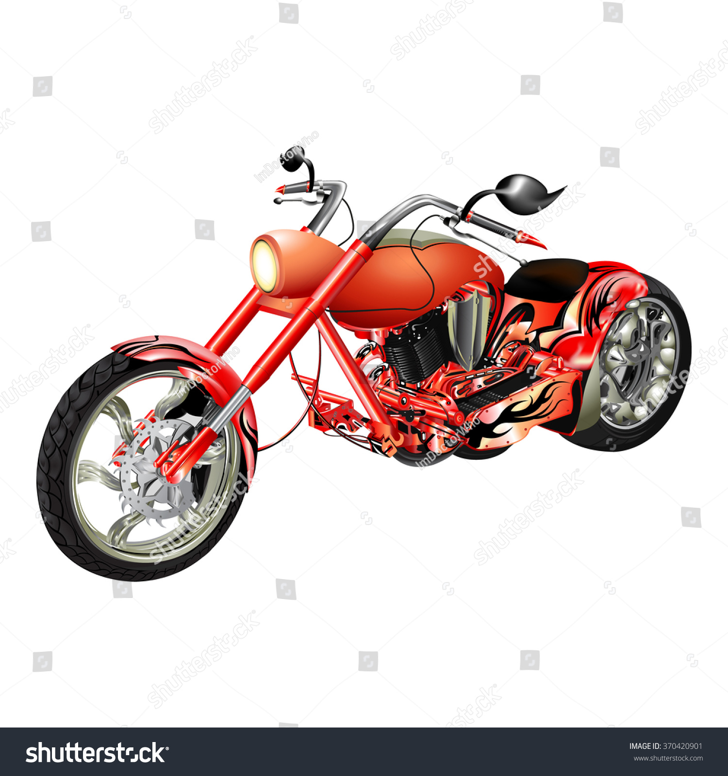 Vector Illustration Red Motorcycle Chopper Motorbike Stock Vector 370420901  Shutterstock