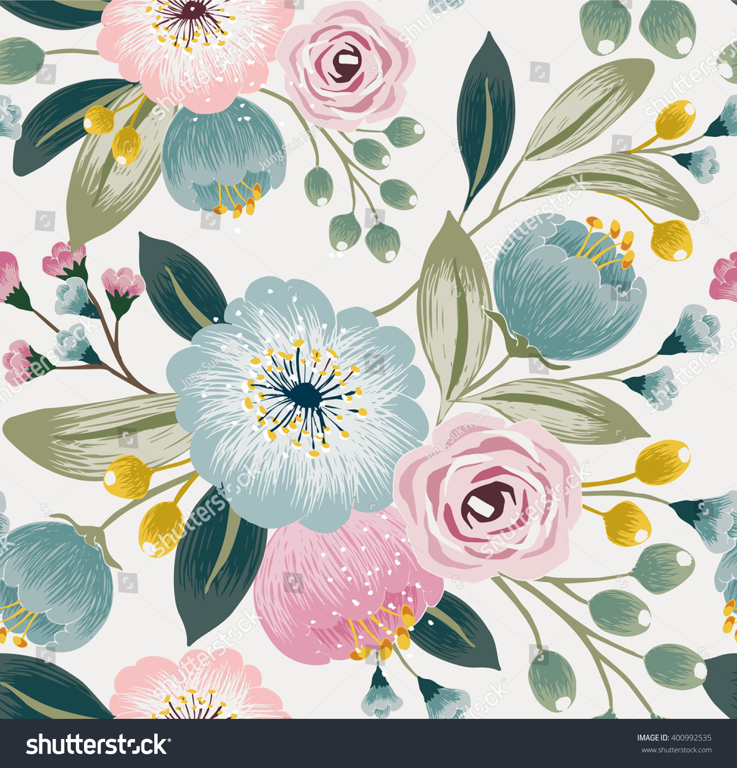 Vector Illustration Seamless Floral Pattern Spring Stock Vector Royalty Free 400992535