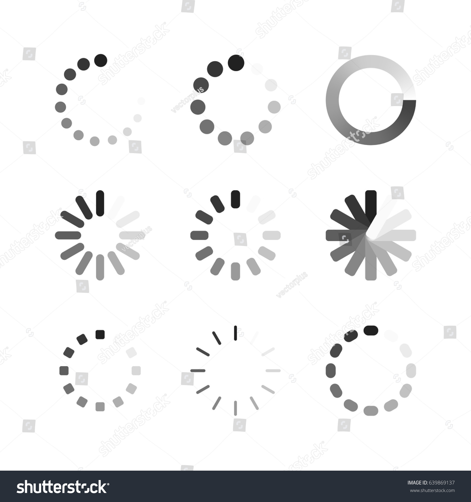 Vector Illustration Set Circles Showing Downloading Stock Vector ...