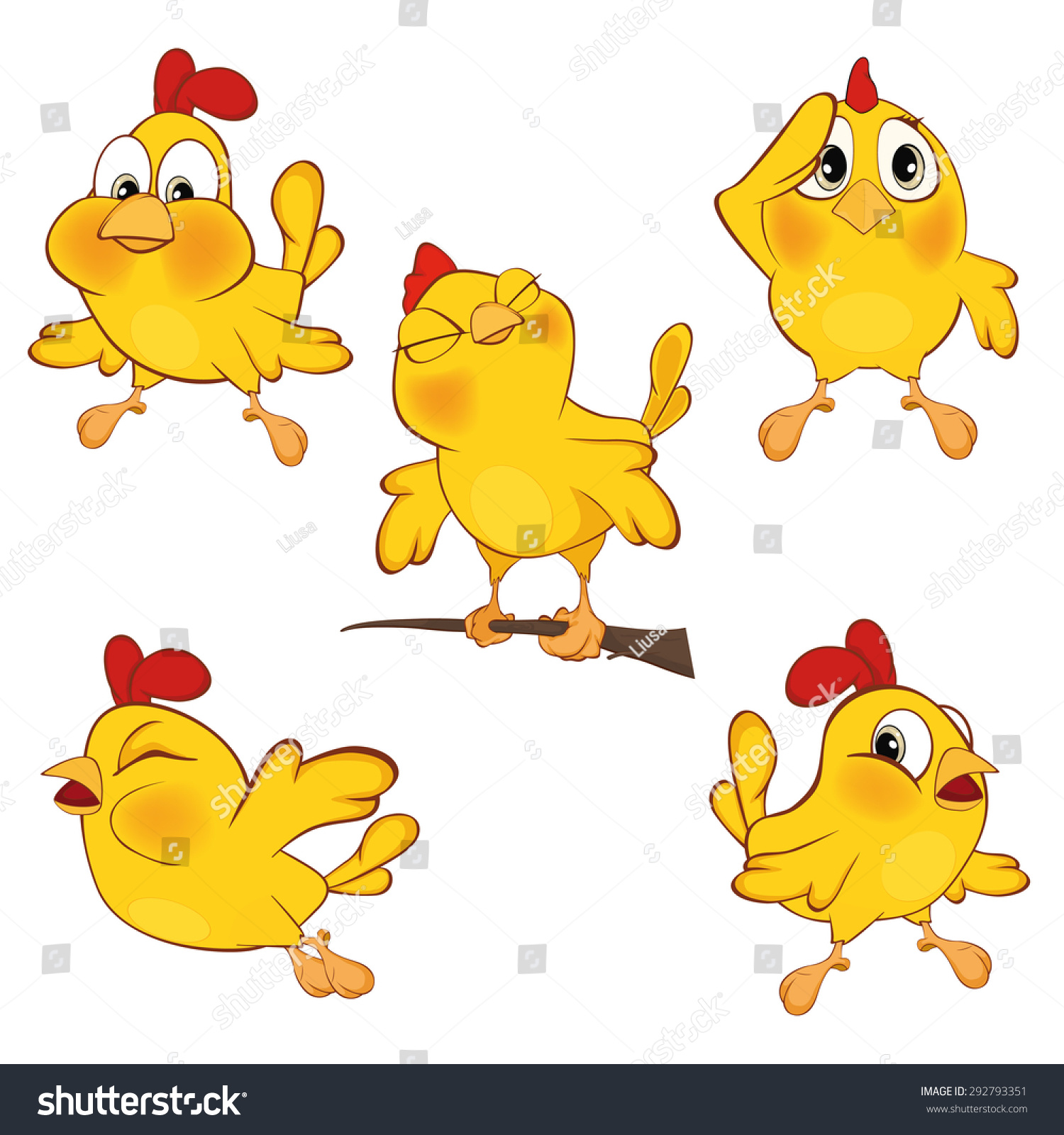 Vector Illustration Set Cute Cartoon Yellow Stock Vector (Royalty Free ...