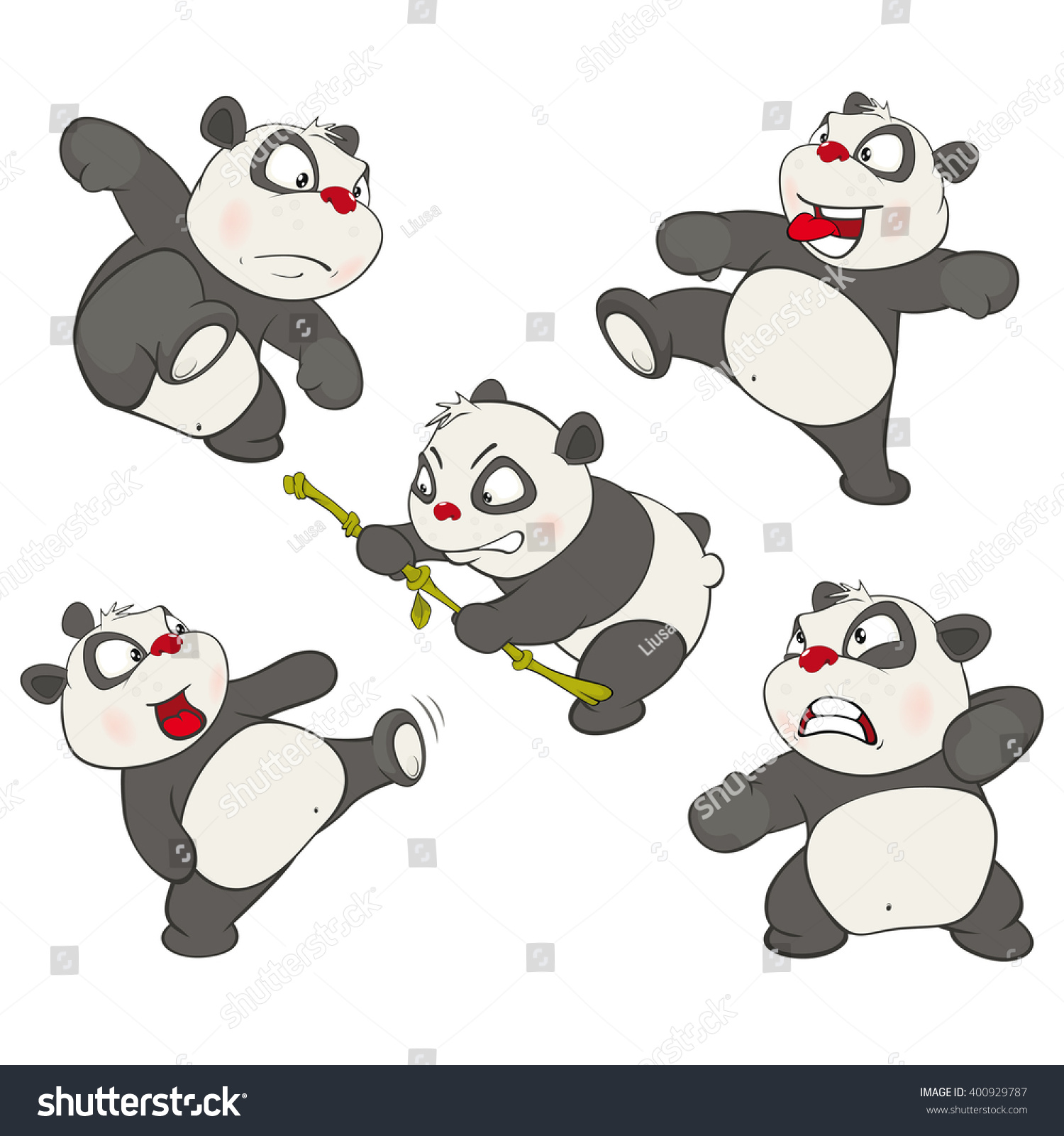 Vector Illustration Set Funny Panda Bear Stock Vector Royalty Free 400929787 5524