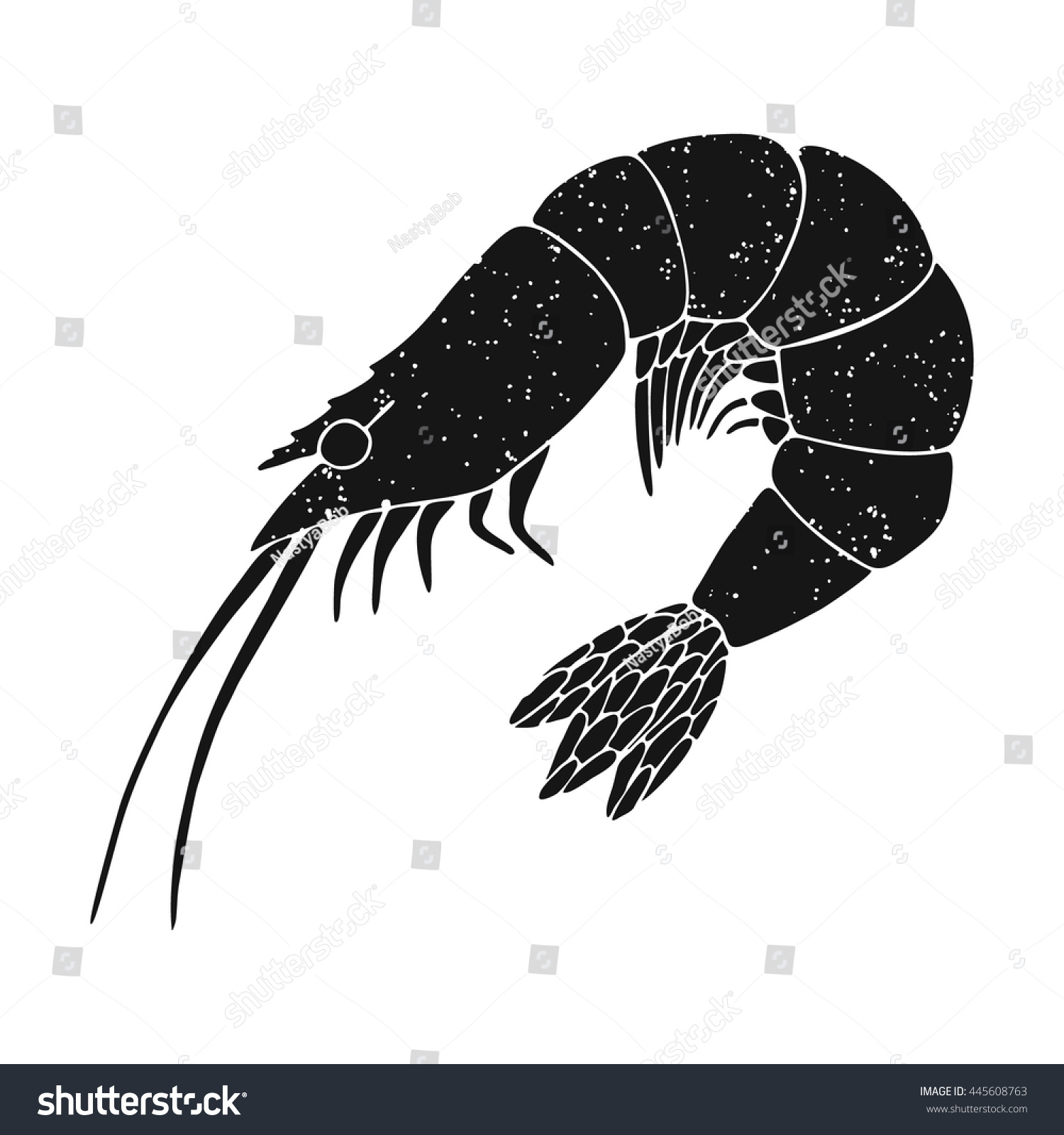 Vector Illustration Shrimp Grunge Texture Isolated Stock Vector