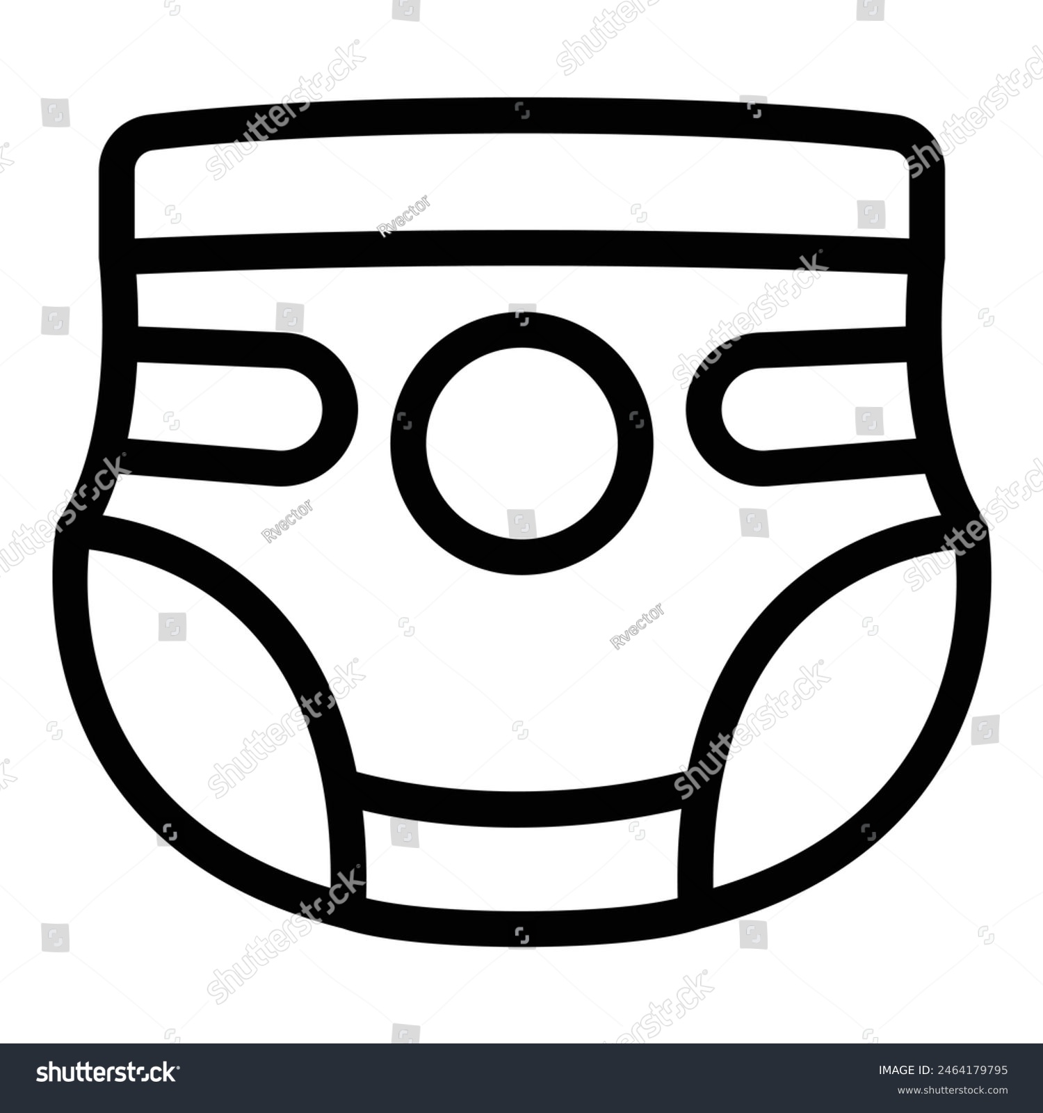recommend clip art: Vector illustration of a simple baby diaper icon, outline design isolated on white