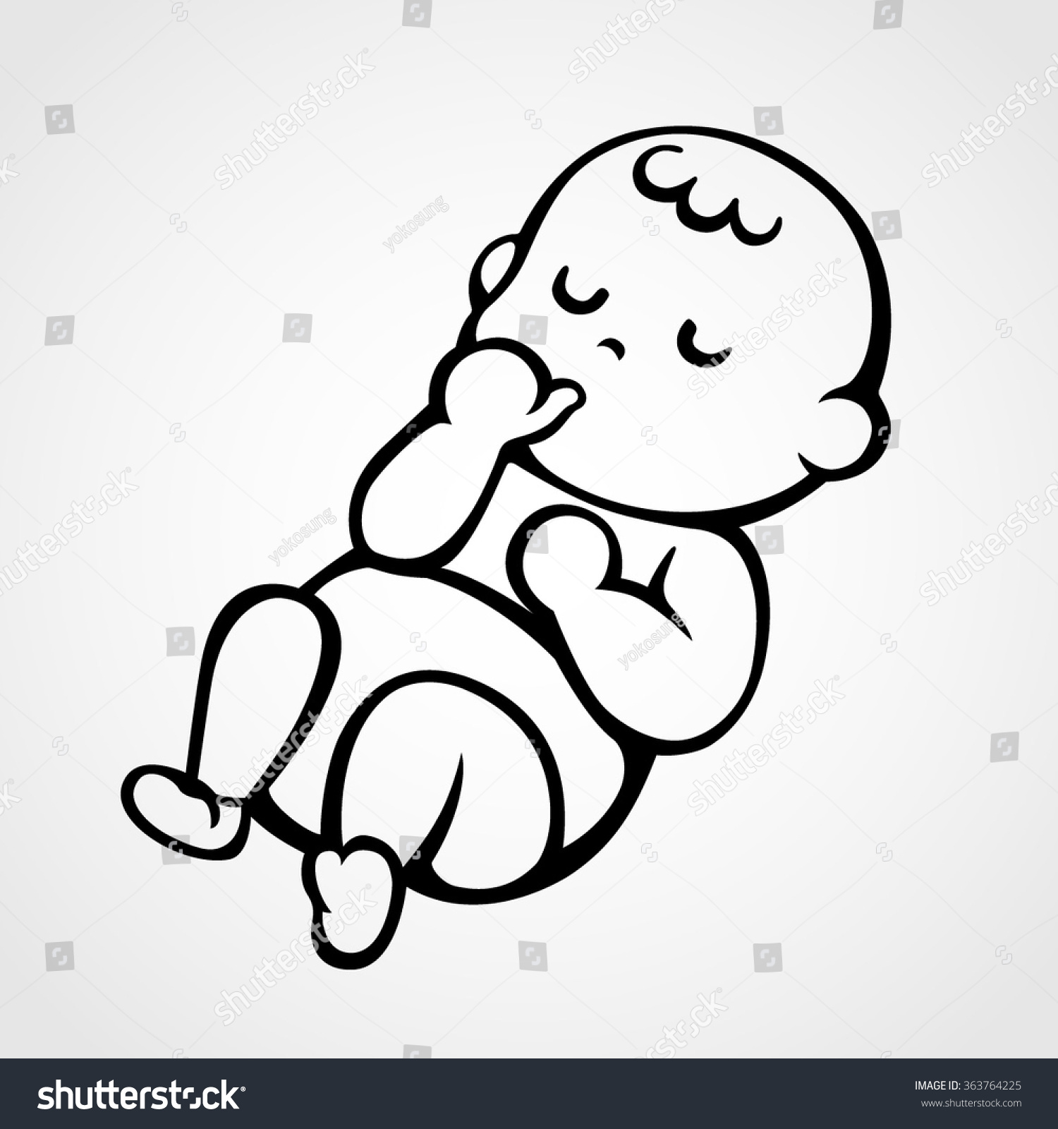 Vector Illustration Sleeping Baby Sucking Hisher Stock Vector 363764225 ...