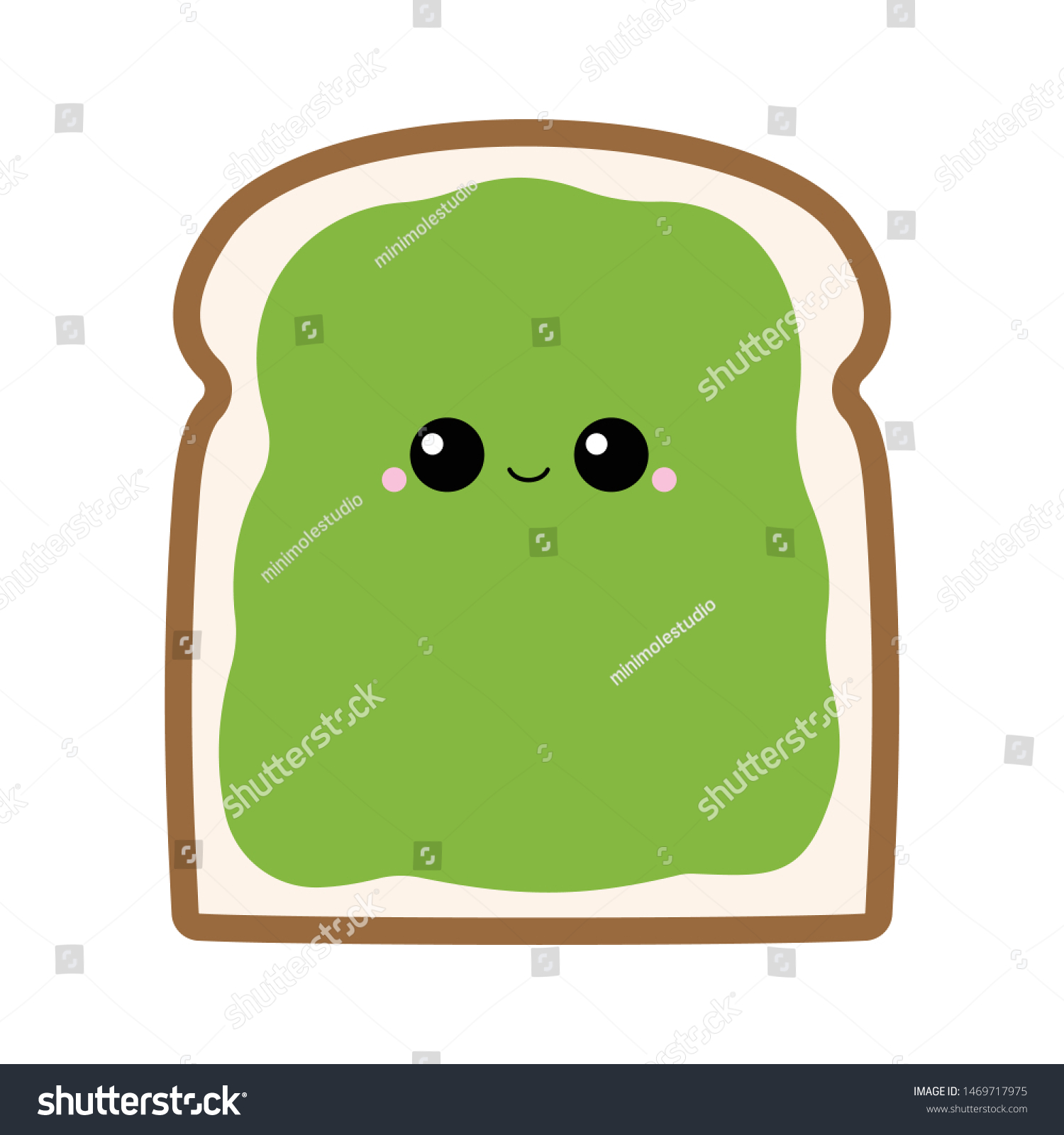 SVG of Vector illustration of a slice of avocado toast with a happy face. svg